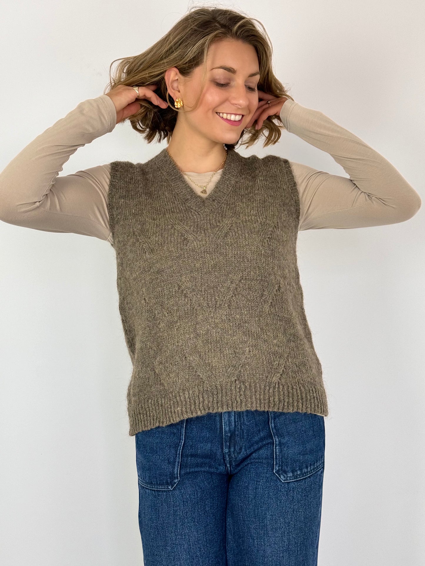 Diega Piolao Sleeveless Jumper Taupe