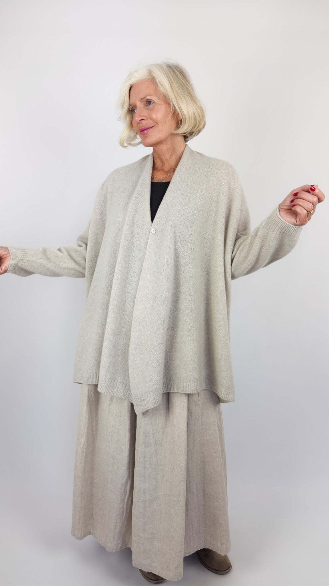 Pas De Calais 2707 Haori Cardigan Greige
