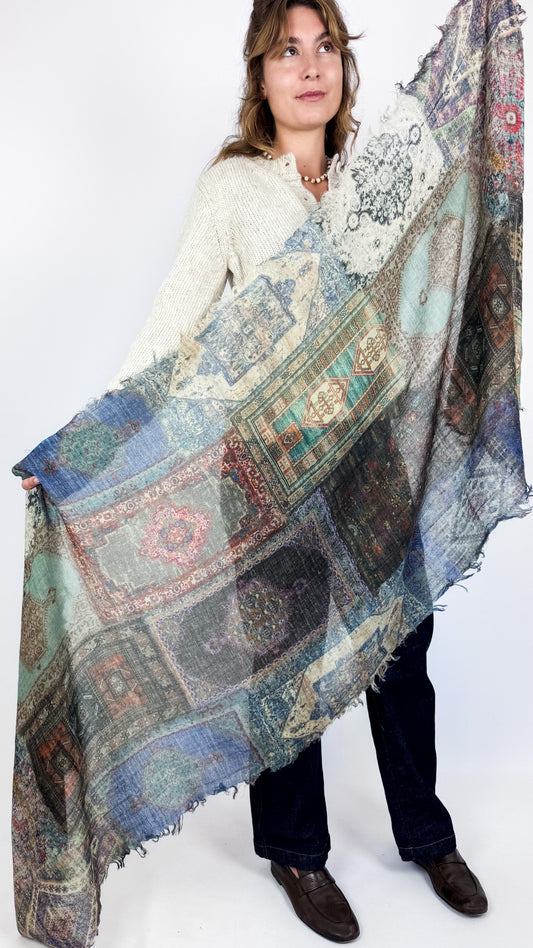 Jo Edwards Mosaic Blue Scarf
