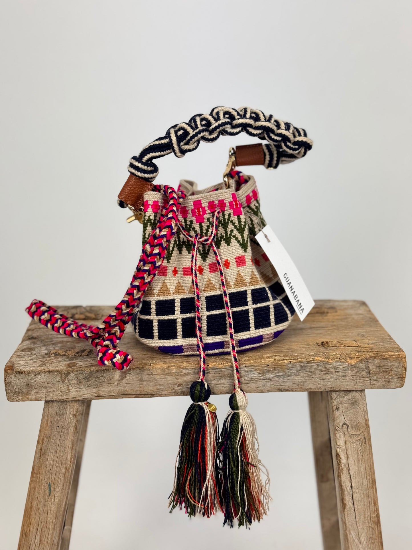 Guanabana Crossbody Bag Navy/Flower + Strap