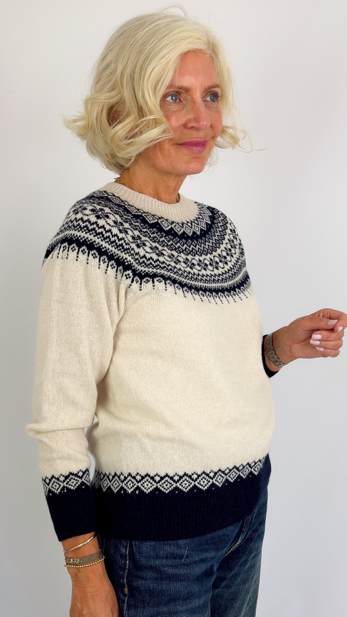 Cordelia James Fleur Jumper Cosmos/Almond