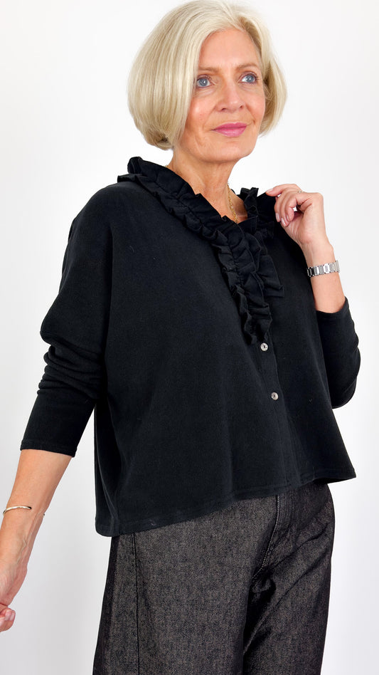 Neirami 303 Ruched Cardigan Black