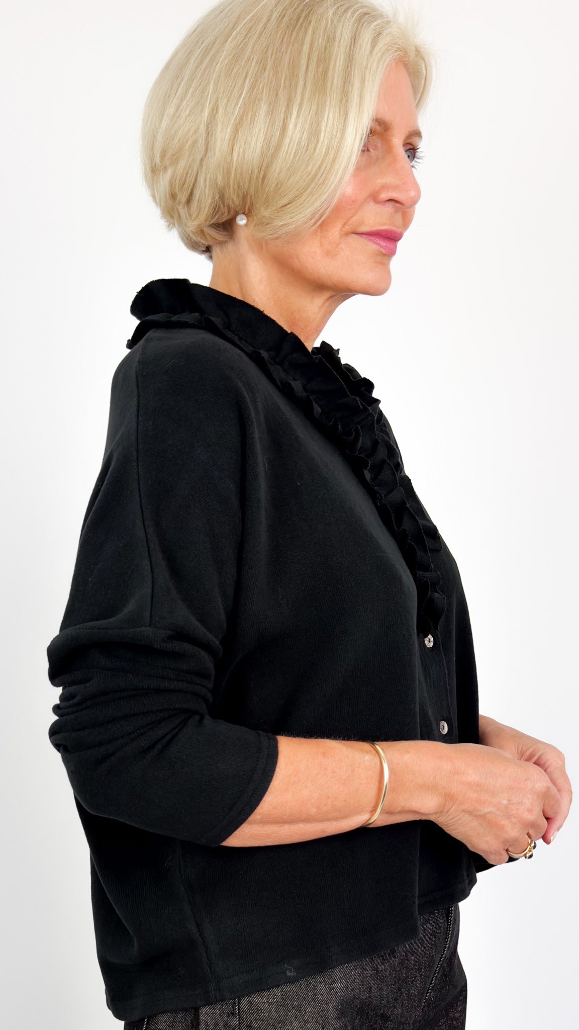 Neirami 303 Ruched Cardigan Black