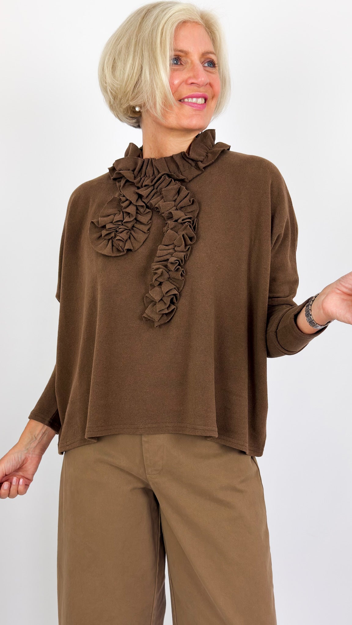 Neirami 304 Ruched Jumper Tobacco