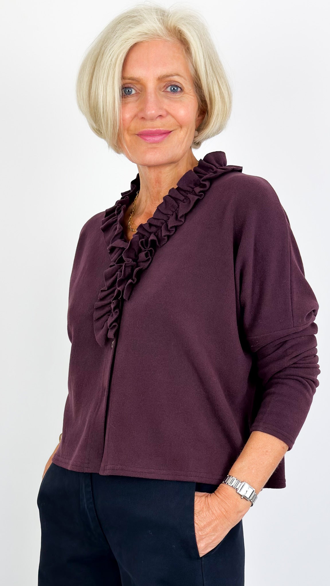 Neirami 303 Ruched Cardigan Fig