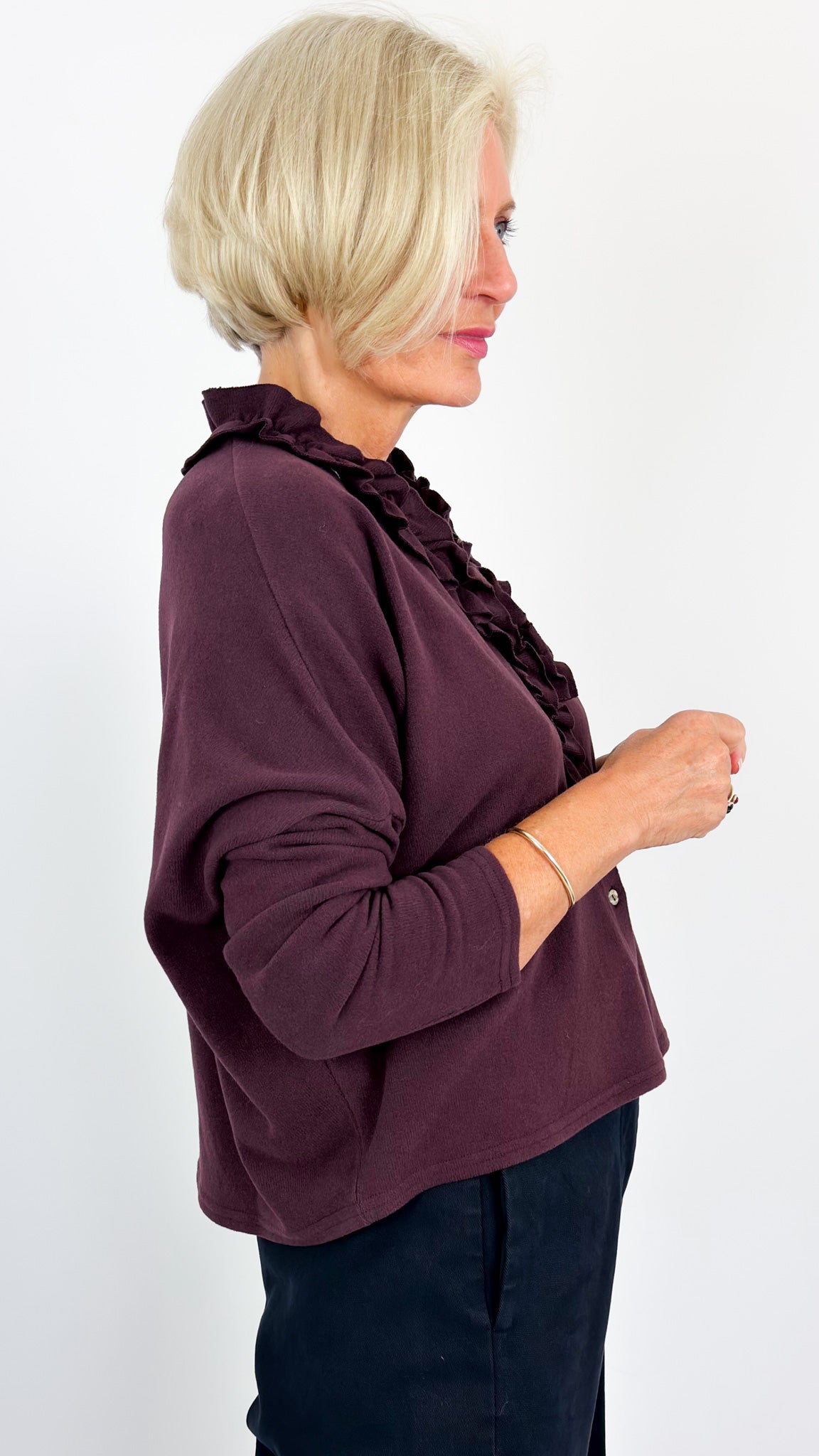 Neirami 303 Ruched Cardigan Fig