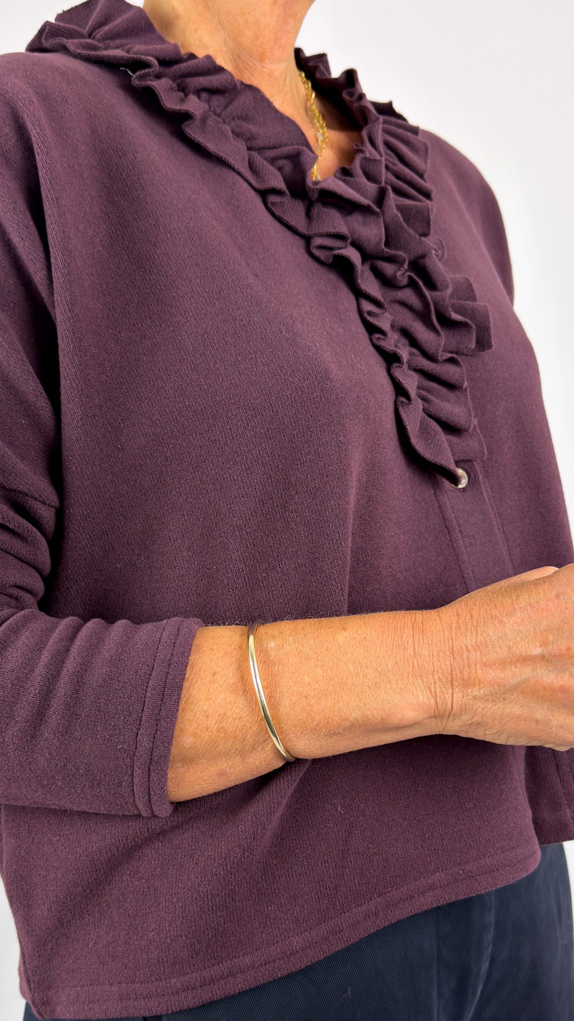 Neirami 303 Ruched Cardigan Fig