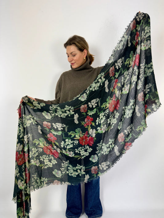 Jo Edwards Black Floral Scarf