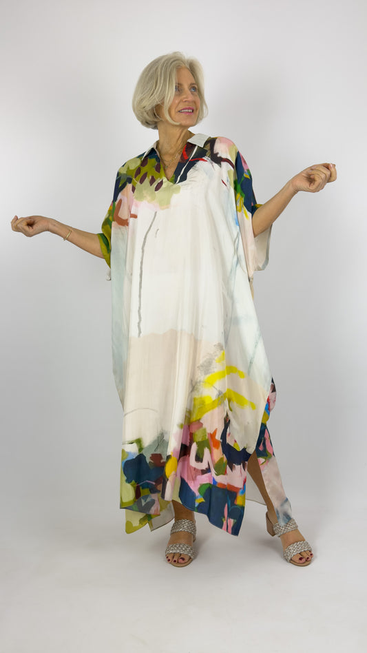 Beetroot Kiseki Kaftan Dress Stone Petals