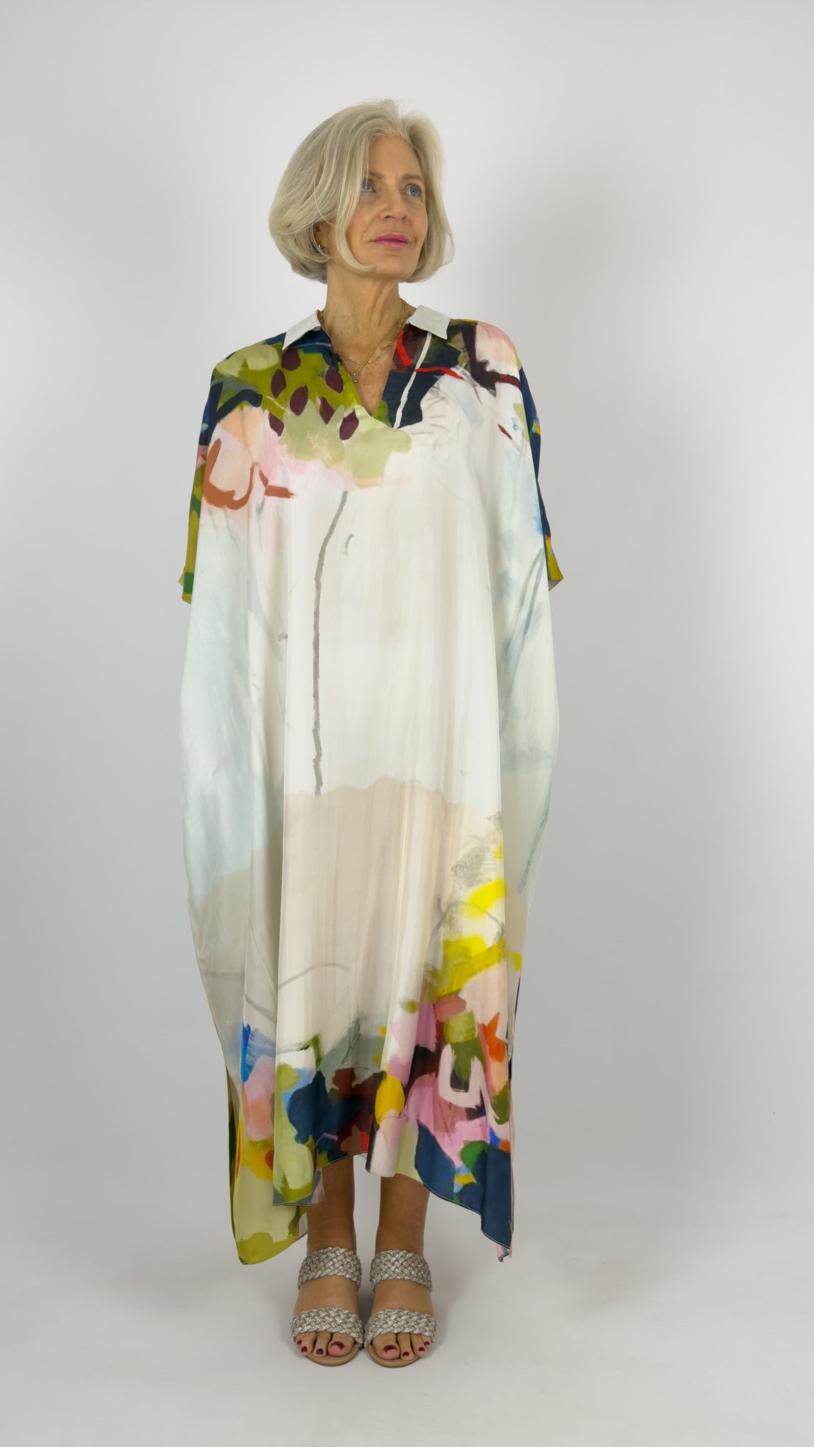 Beetroot Kiseki Kaftan Dress Stone Petals