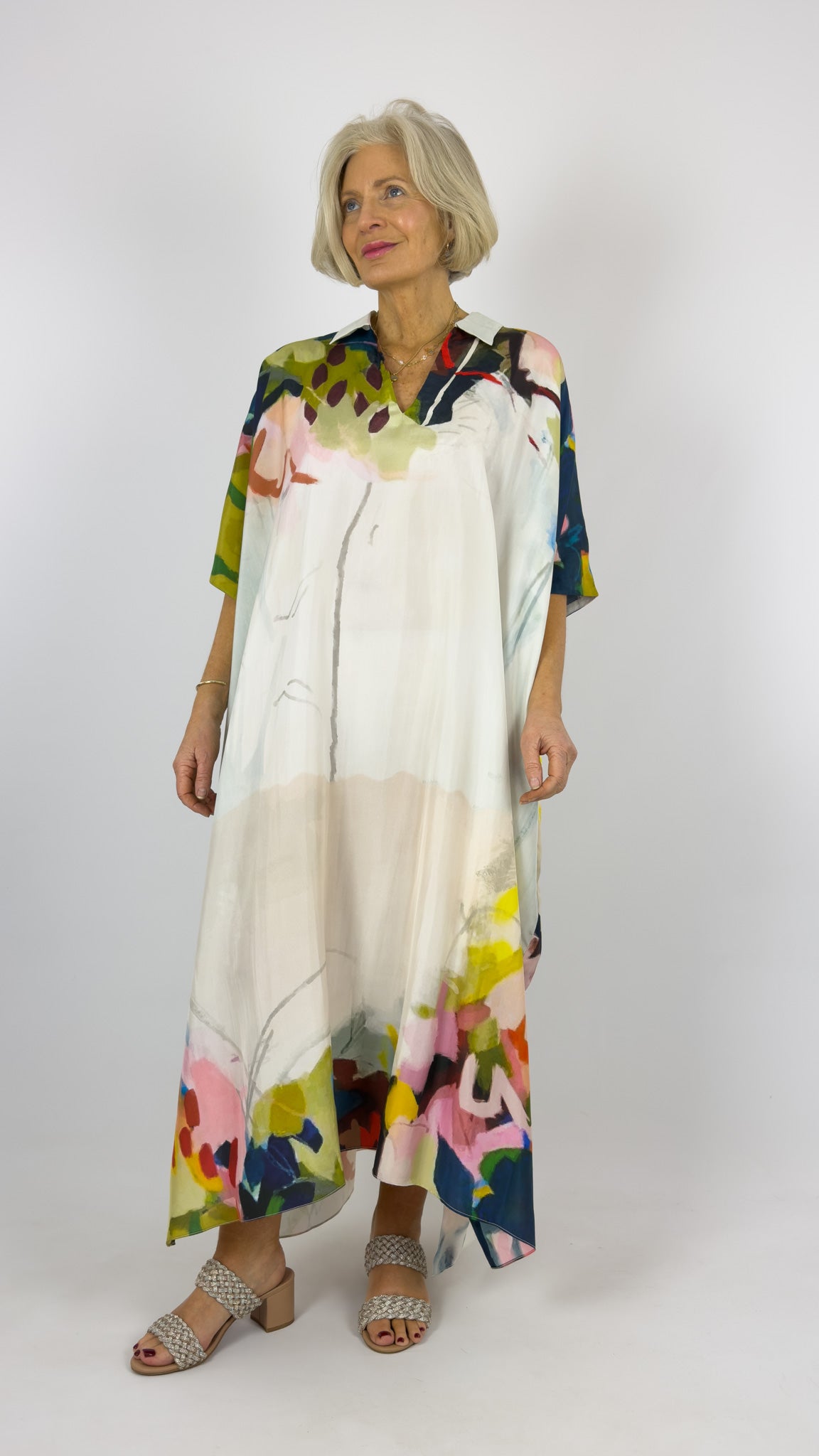 Beetroot Kiseki Kaftan Dress Stone Petals