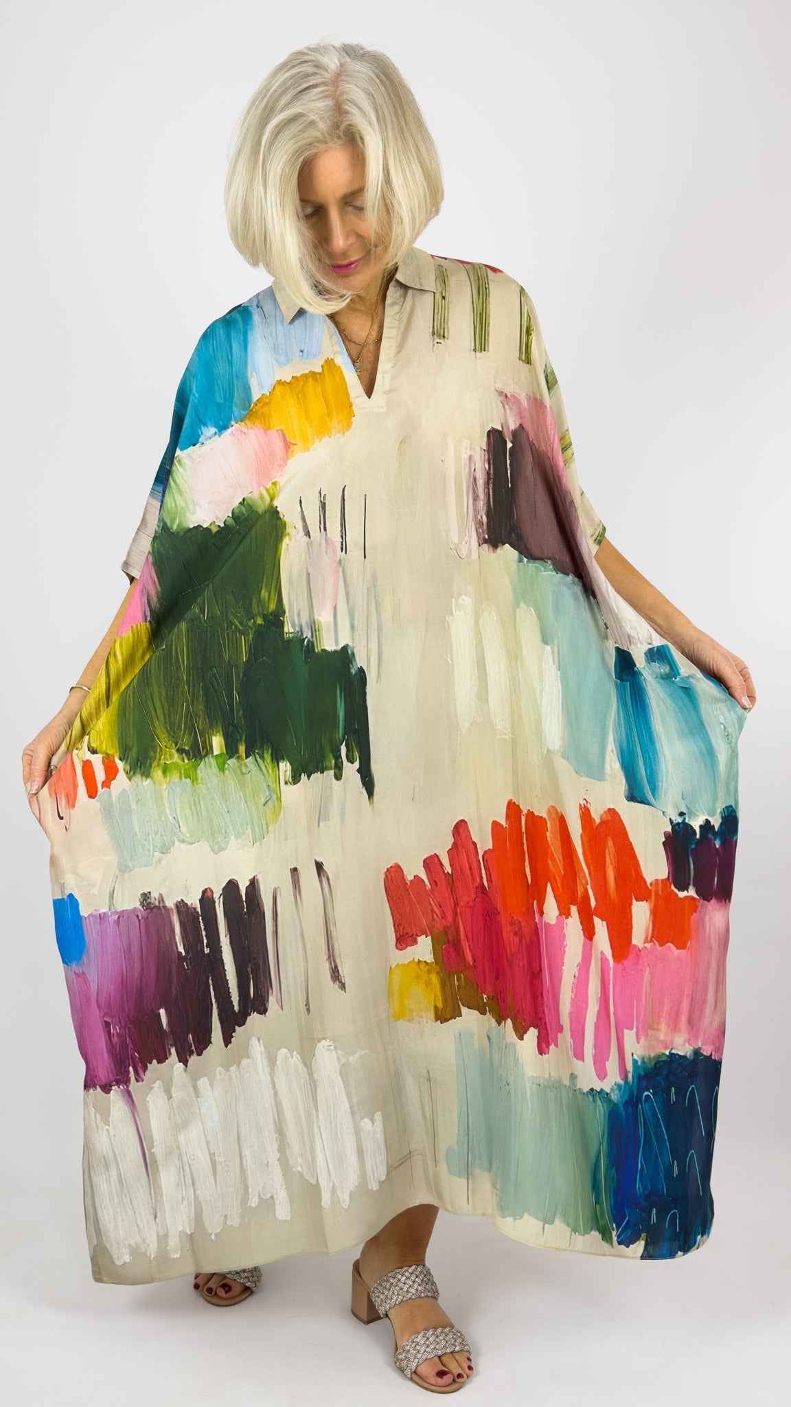 Beetroot Kiseki Kaftan Dress Silk Stroke