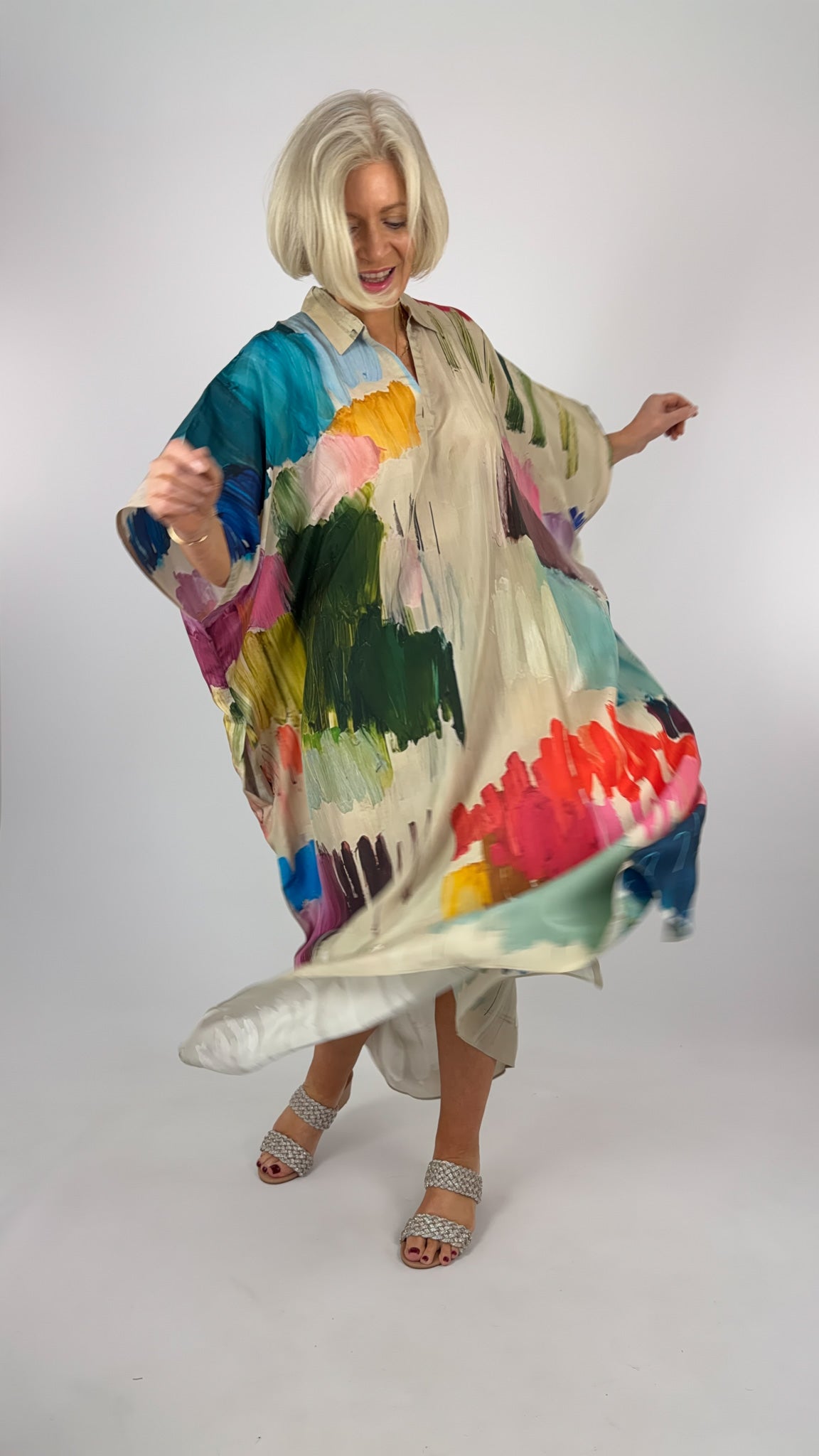 Beetroot Kiseki Kaftan Dress Silk Stroke