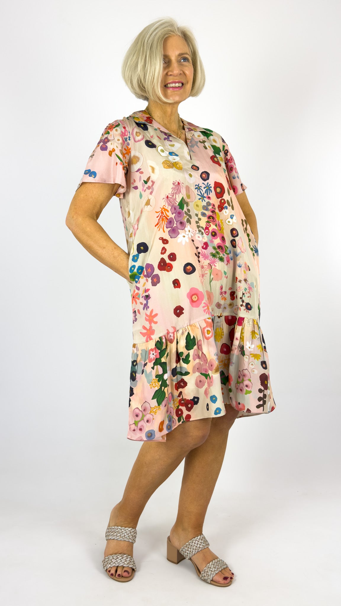 Beetroot Haruki Dress Floral Garland