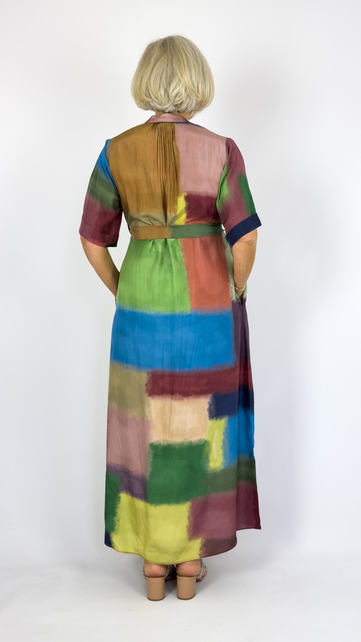 Beetroot Tsuki Dress Ripple Grid