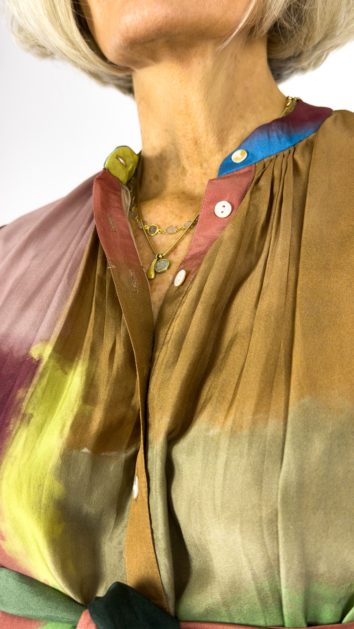 Beetroot Tsuki Dress Ripple Grid