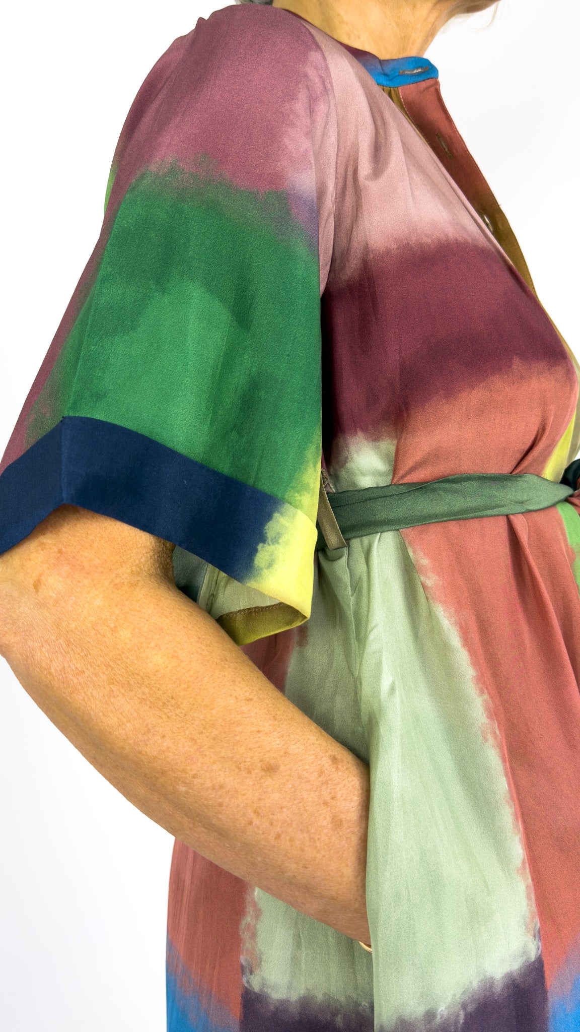 Beetroot Tsuki Dress Ripple Grid