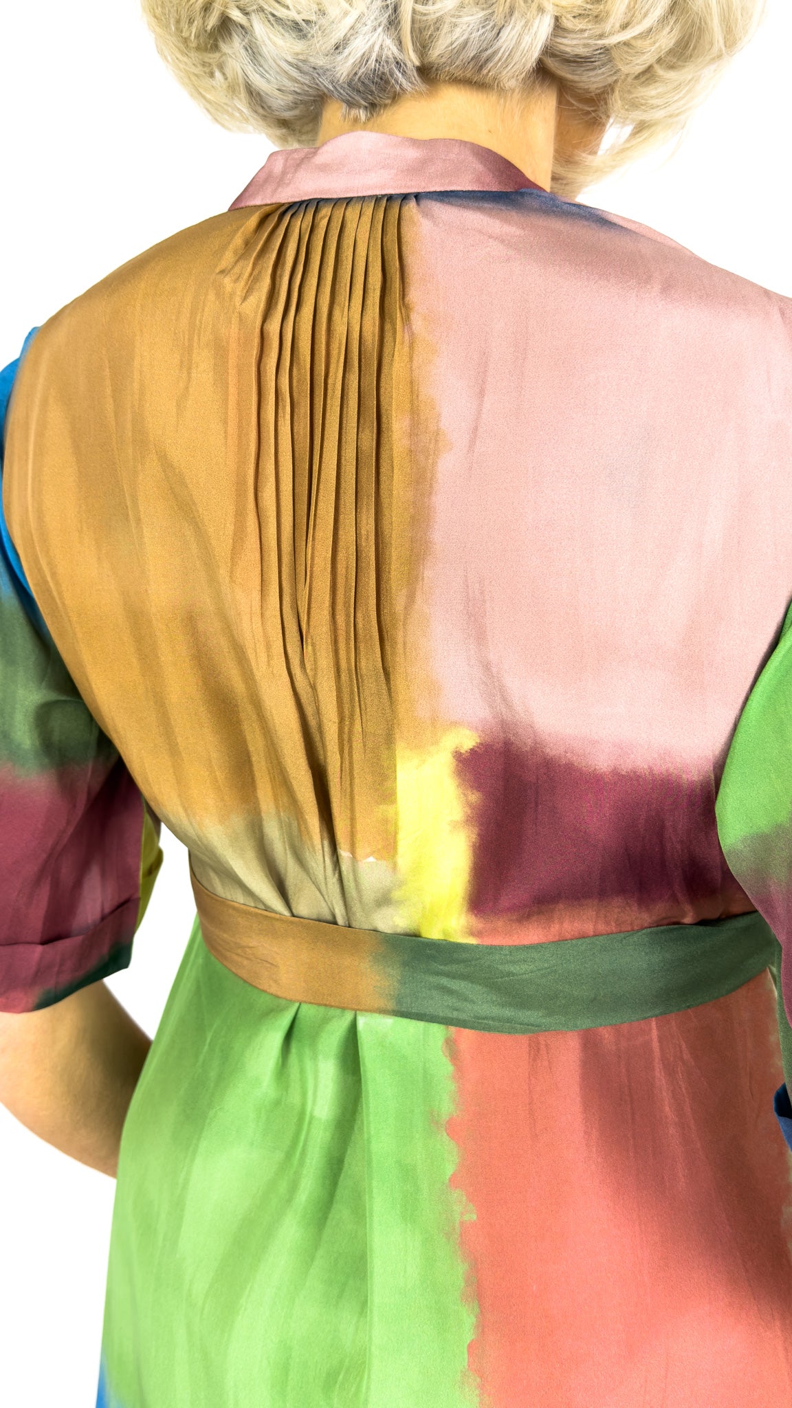 Beetroot Tsuki Dress Ripple Grid