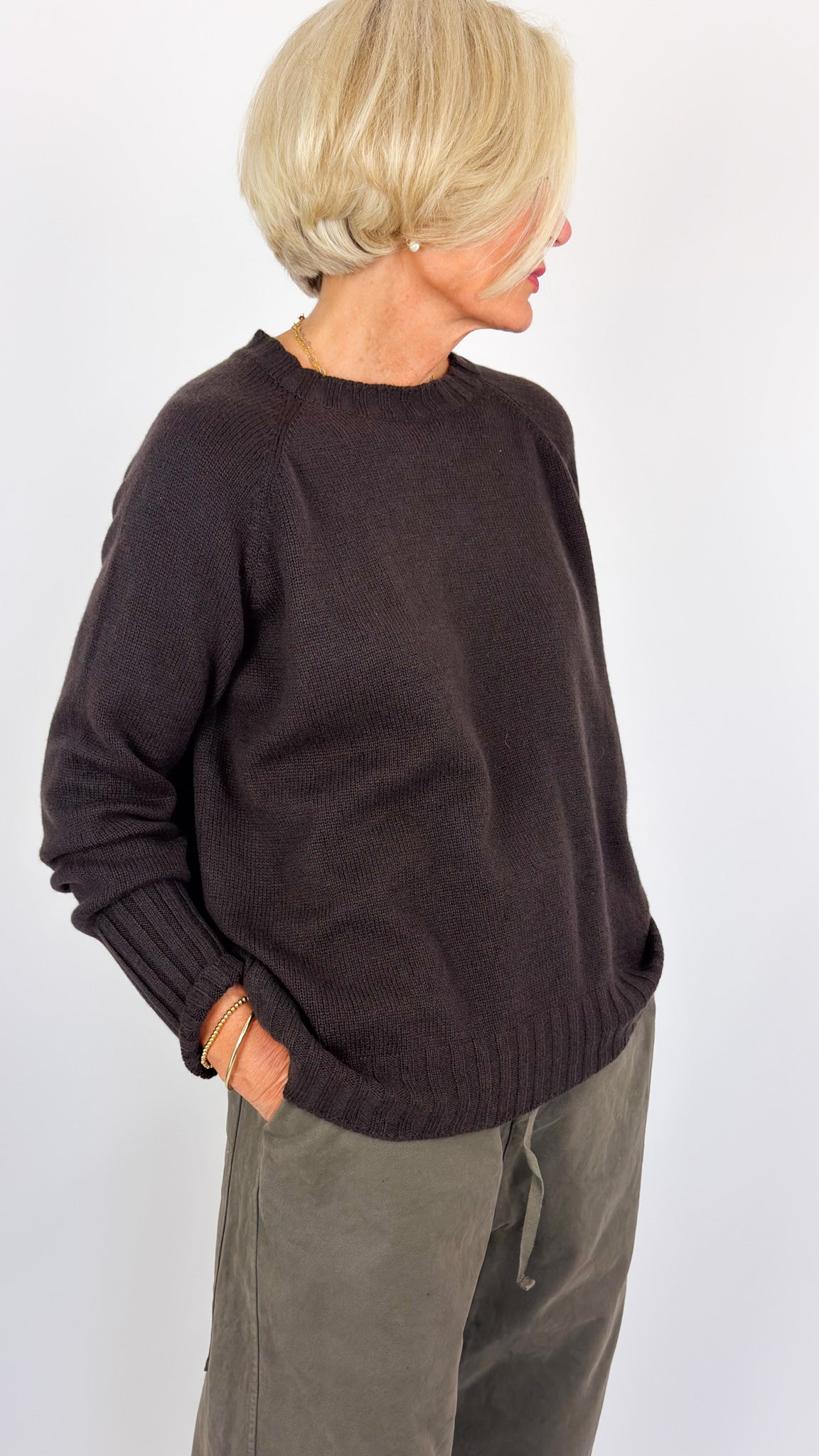 Album Di Famiglia WS Girocollo Raglan Jumper Brown