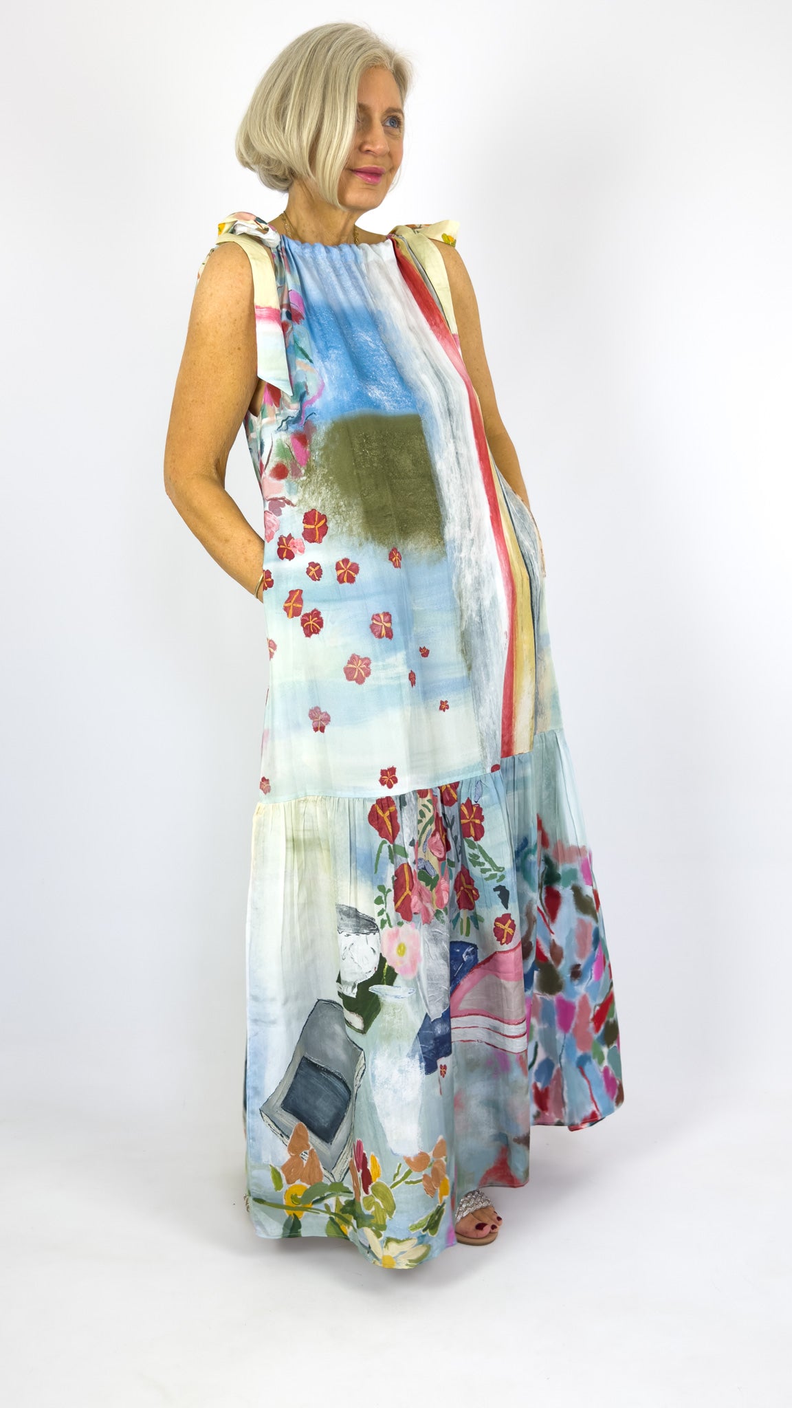 Beetroot Ikigai Dress Calligraphy Grid