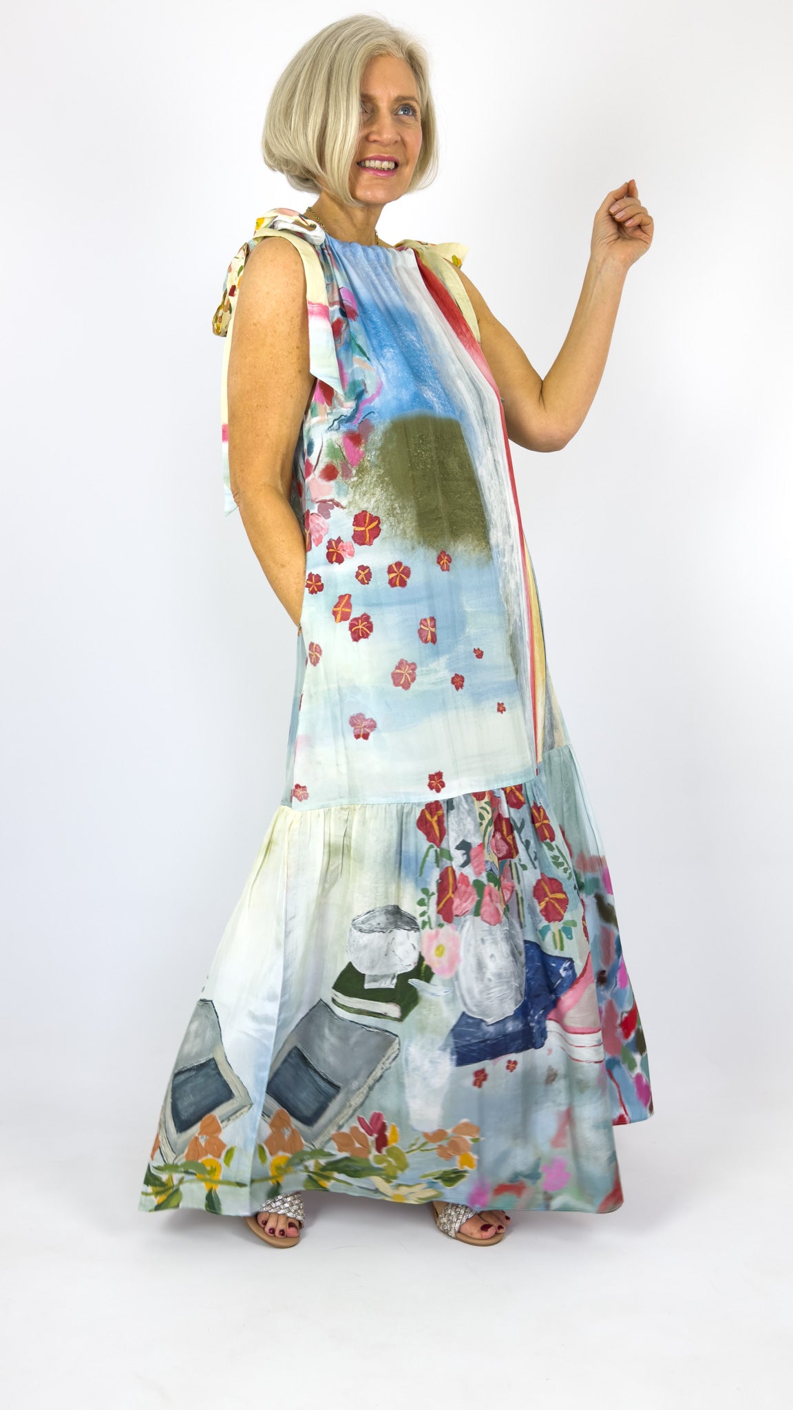 Beetroot Ikigai Dress Calligraphy Grid