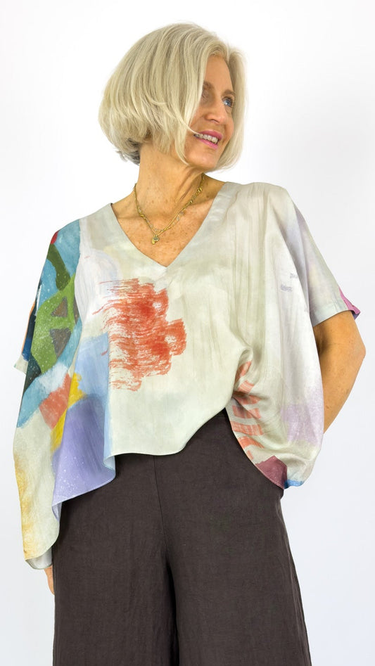Beetroot Kai Kaftan Blouse Cloud Trace