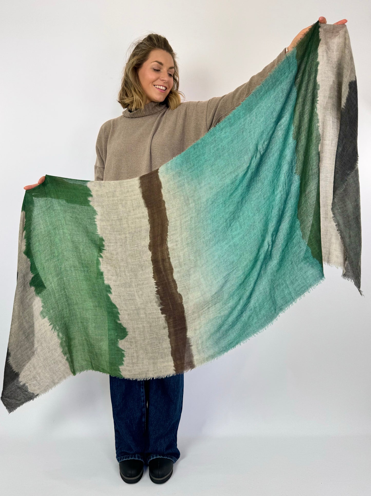 Jo Edwards Teal Stripe Scarf