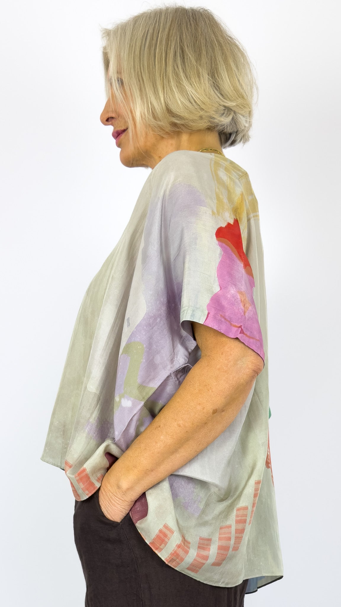 Beetroot Kai Kaftan Blouse Cloud Trace