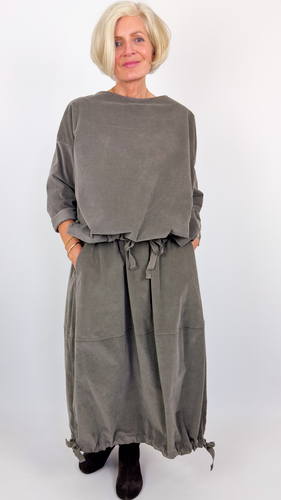 Album Di Famiglia V Drawstring Blouse Taupe