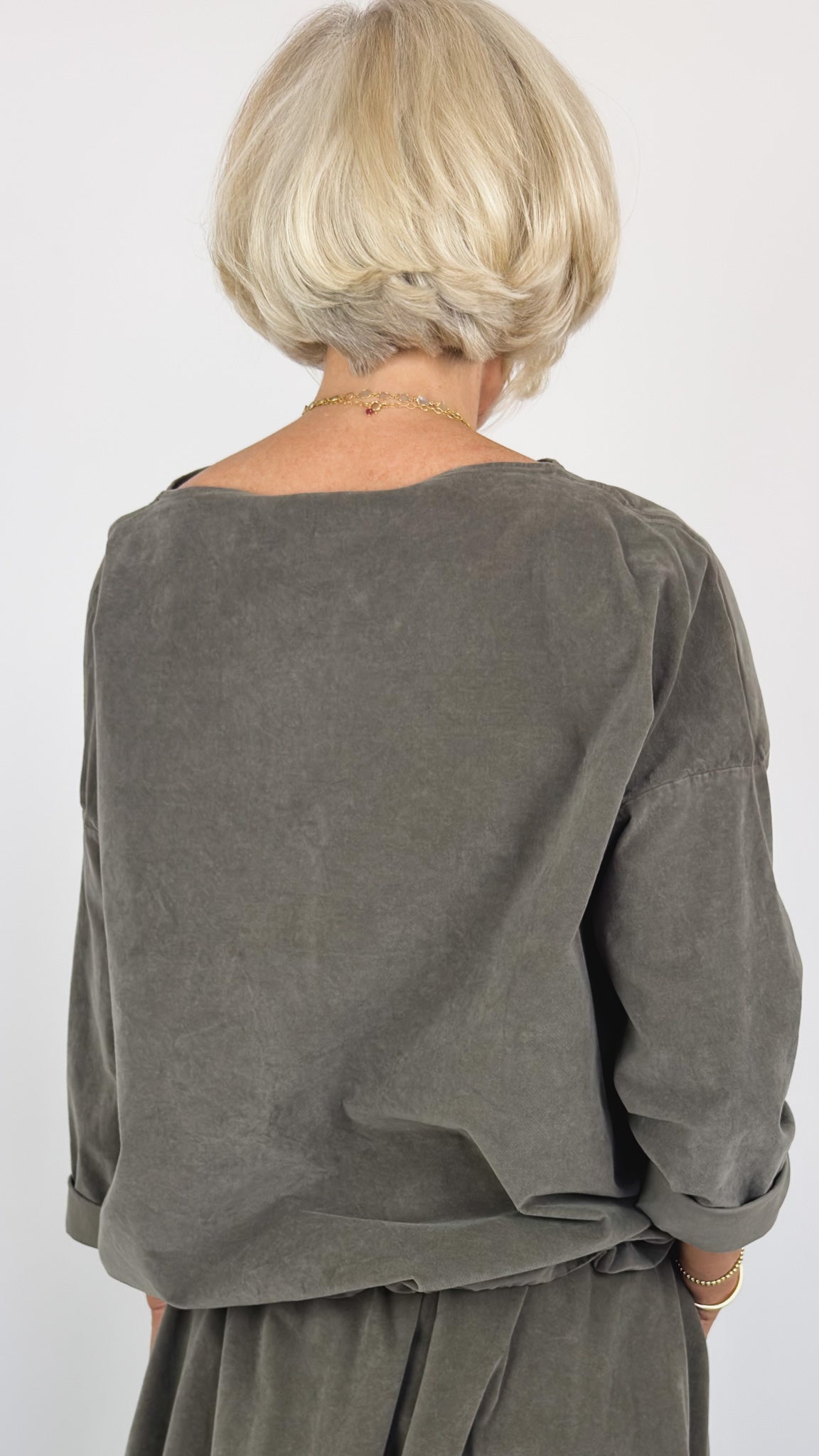 Album Di Famiglia V Drawstring Blouse Taupe