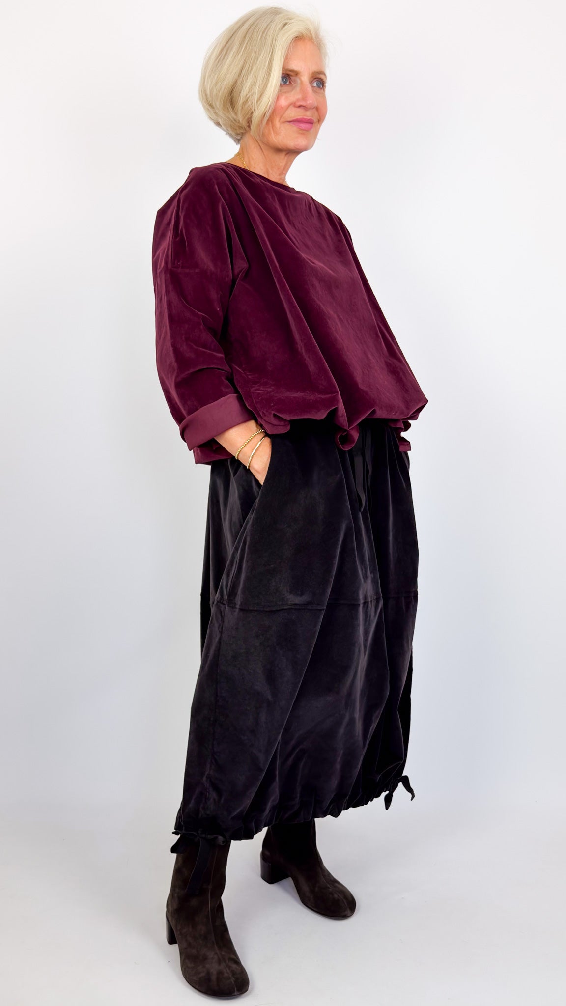 Album Di Famiglia V Drawstring Blouse Wine