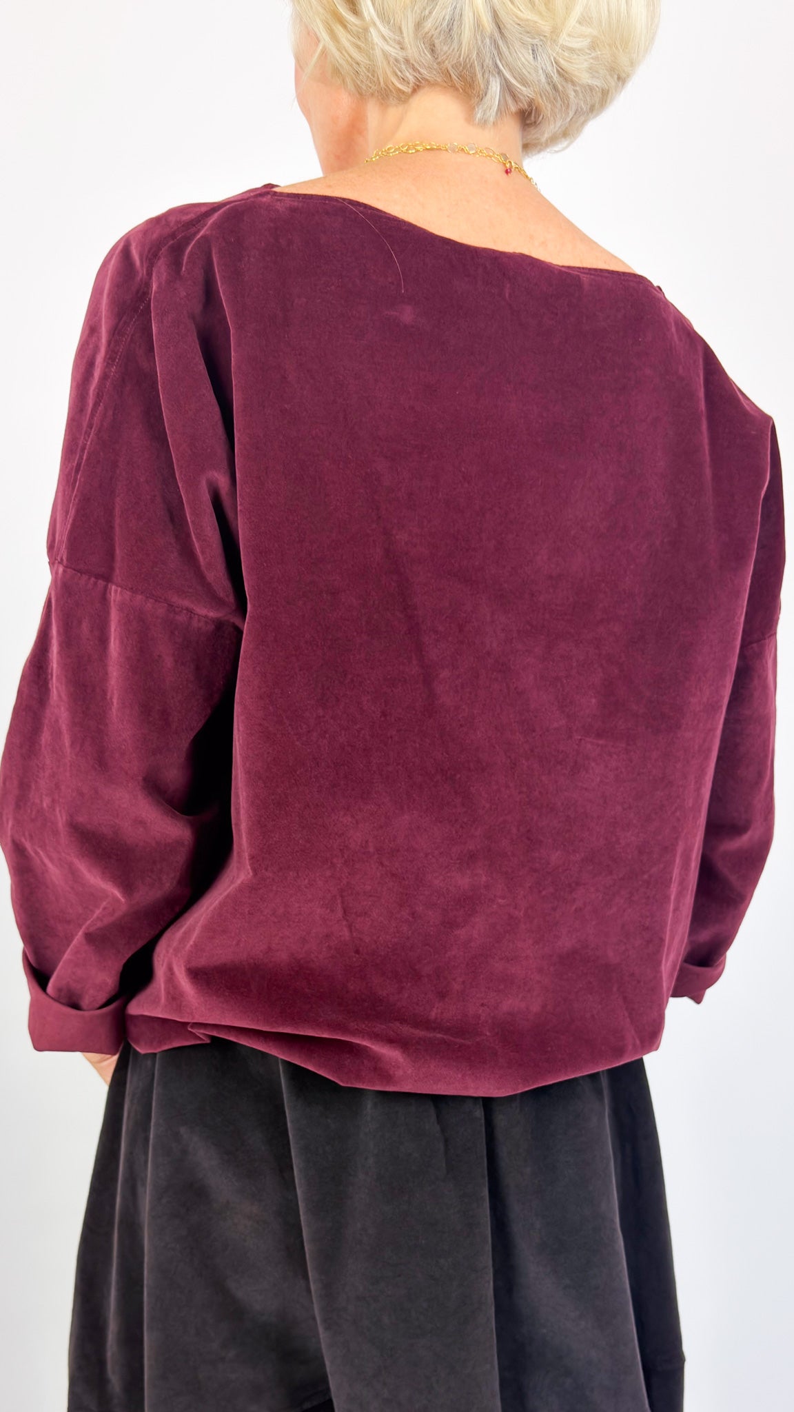 Album Di Famiglia V Drawstring Blouse Wine