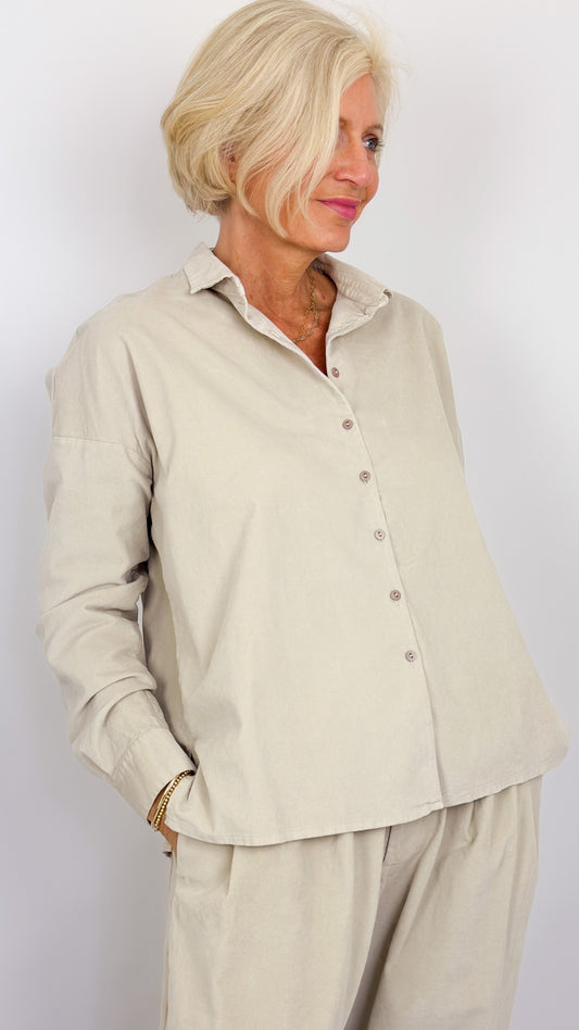 Album Di Famiglia V Collar Shirt Oatmeal