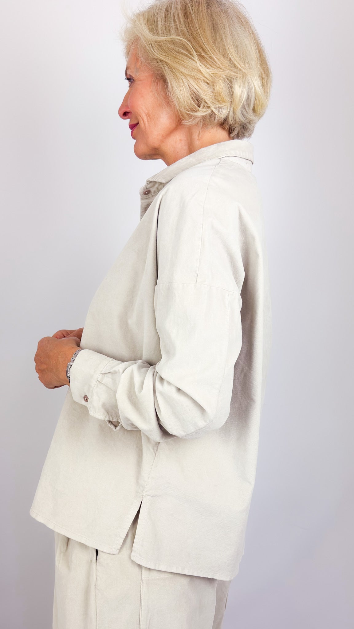 Album Di Famiglia V Collar Shirt Oatmeal