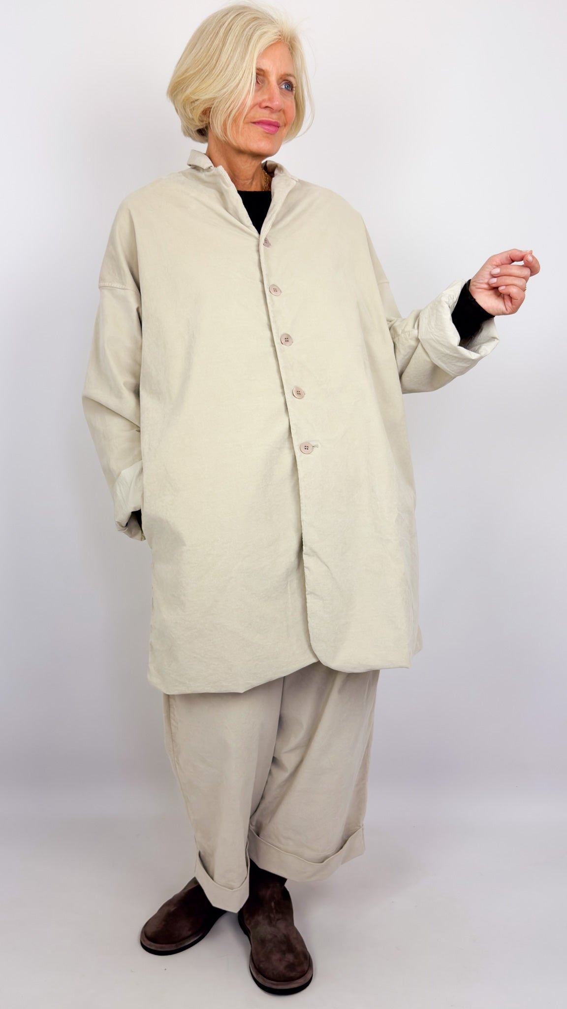Album Di Famiglia V Long Blazer Oatmeal