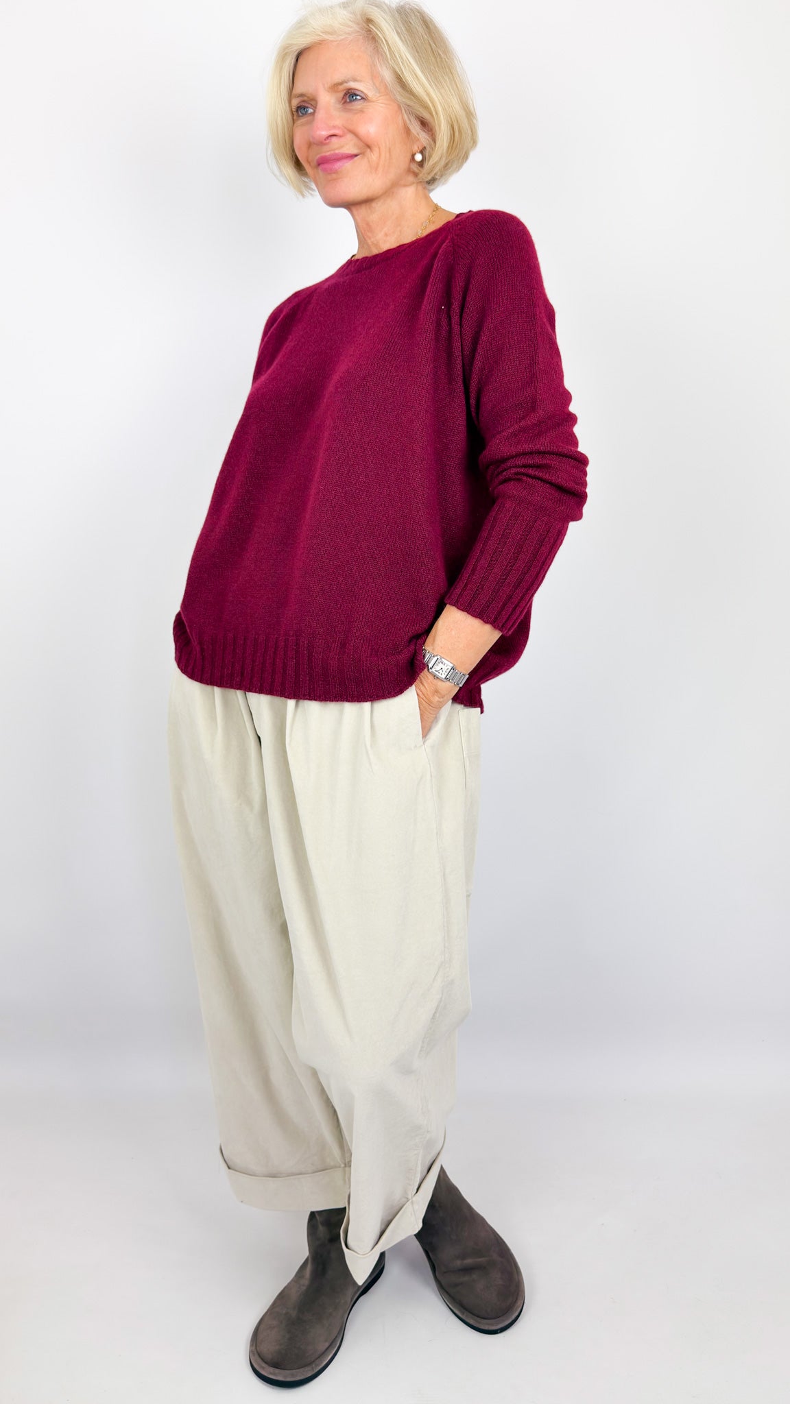 Album Di Famiglia WS Girocollo Raglan Jumper Wine