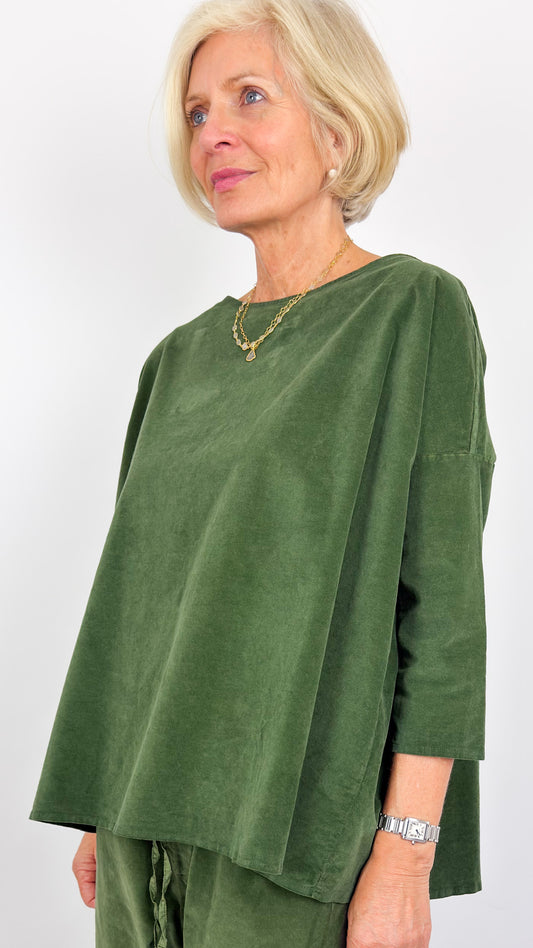 Album Di Famiglia Boatneck V Blouse Forest