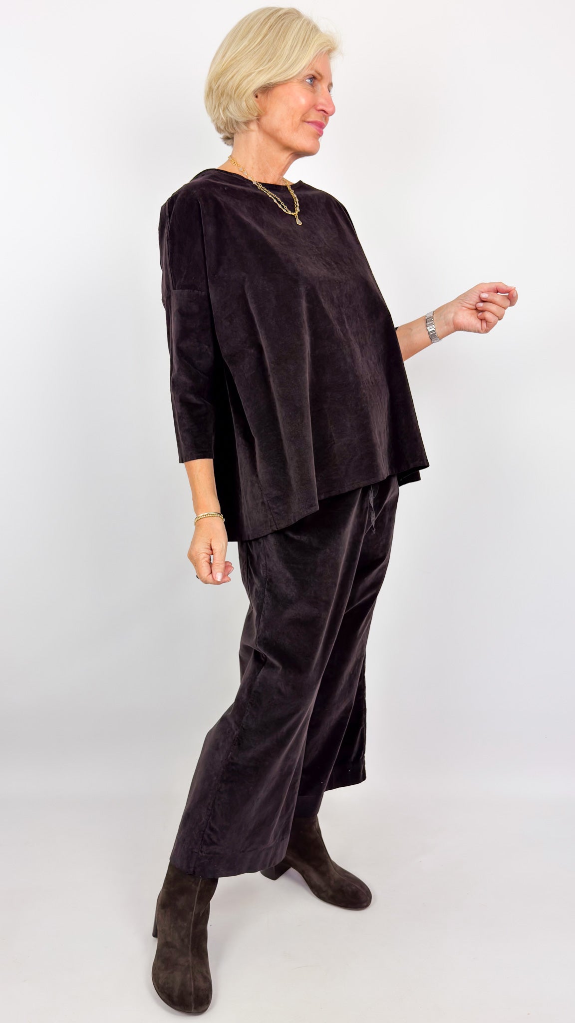 Album Di Famiglia Boatneck V Blouse Brown