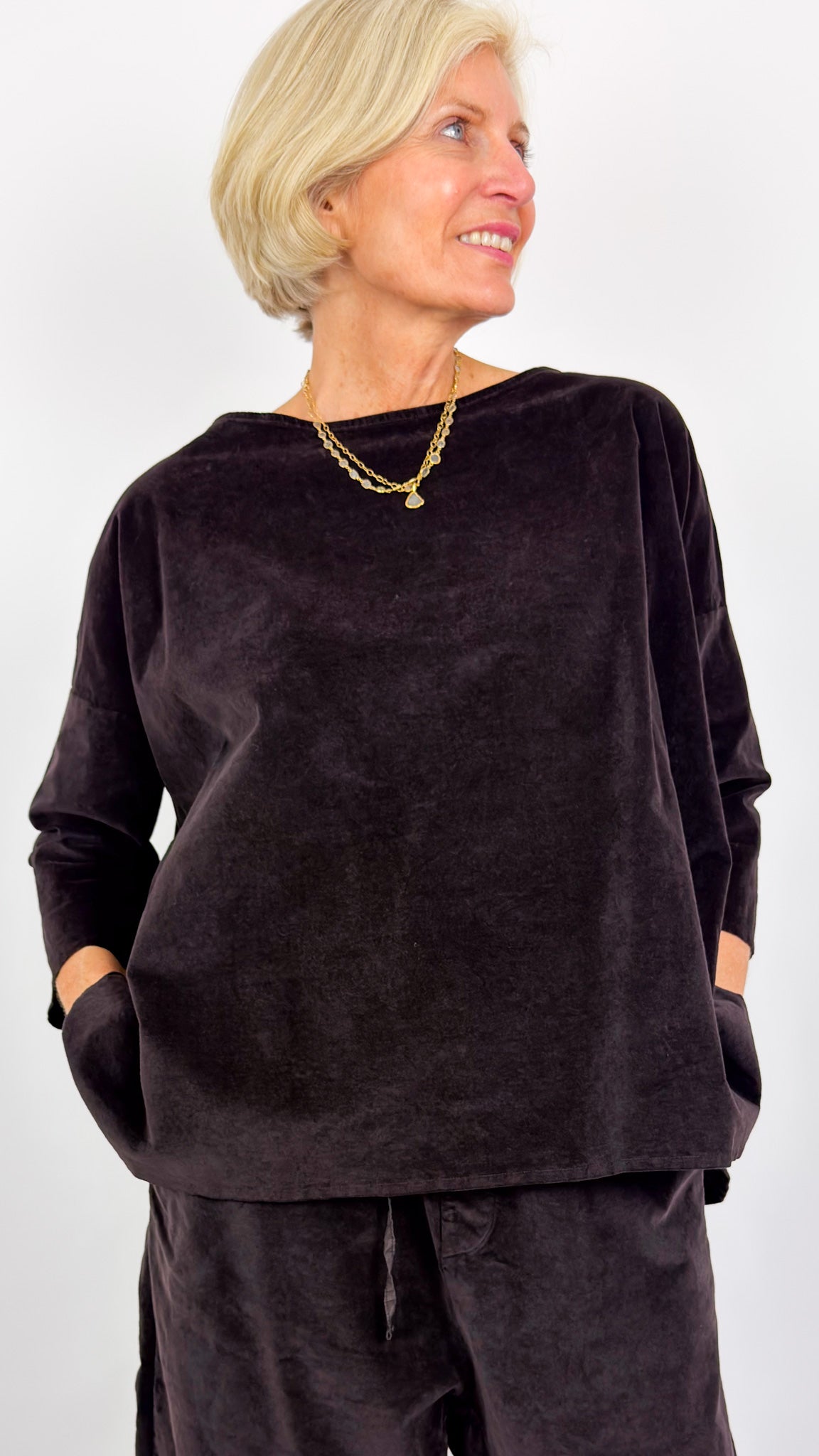 Album Di Famiglia Boatneck V Blouse Brown