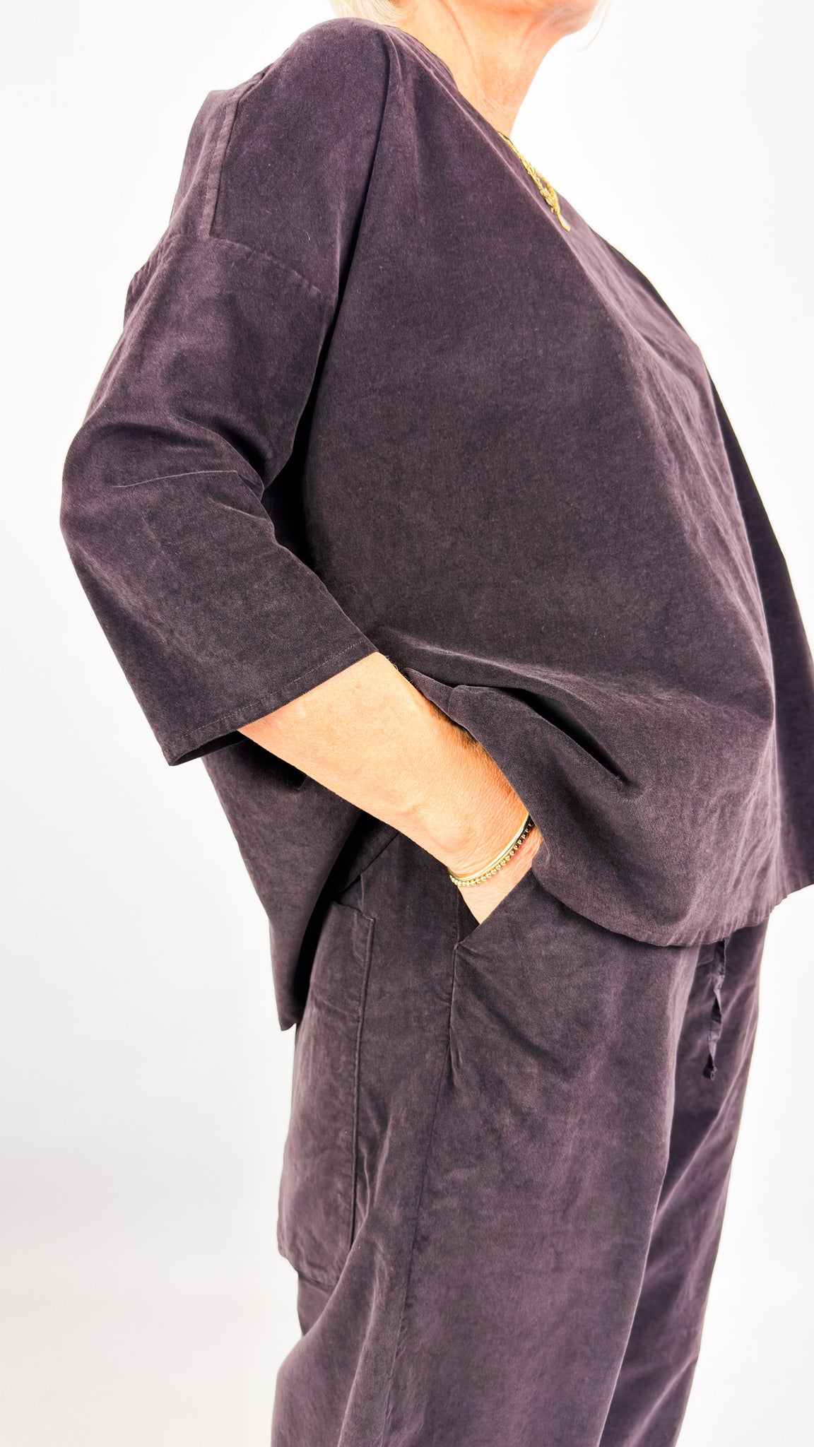 Album Di Famiglia Boatneck V Blouse Brown