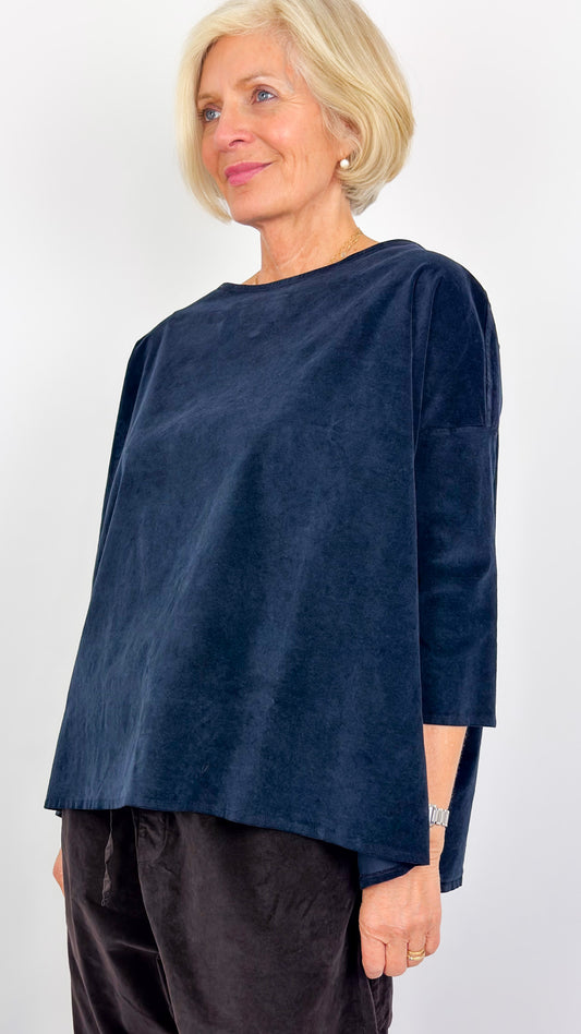 Album Di Famiglia Boatneck V Blouse Navy