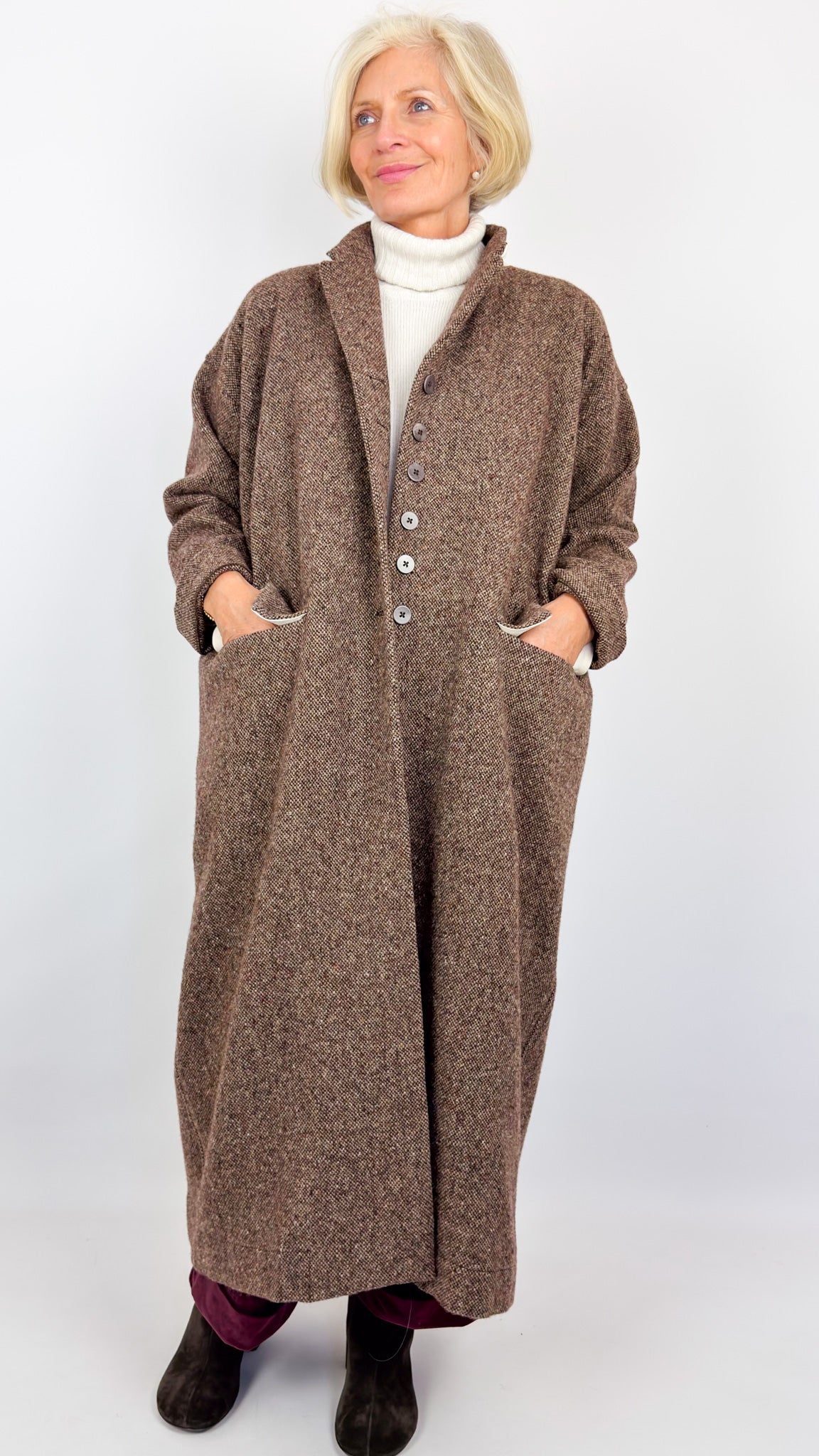 Album Di Famiglia TW Long Coat Wine-Taupe