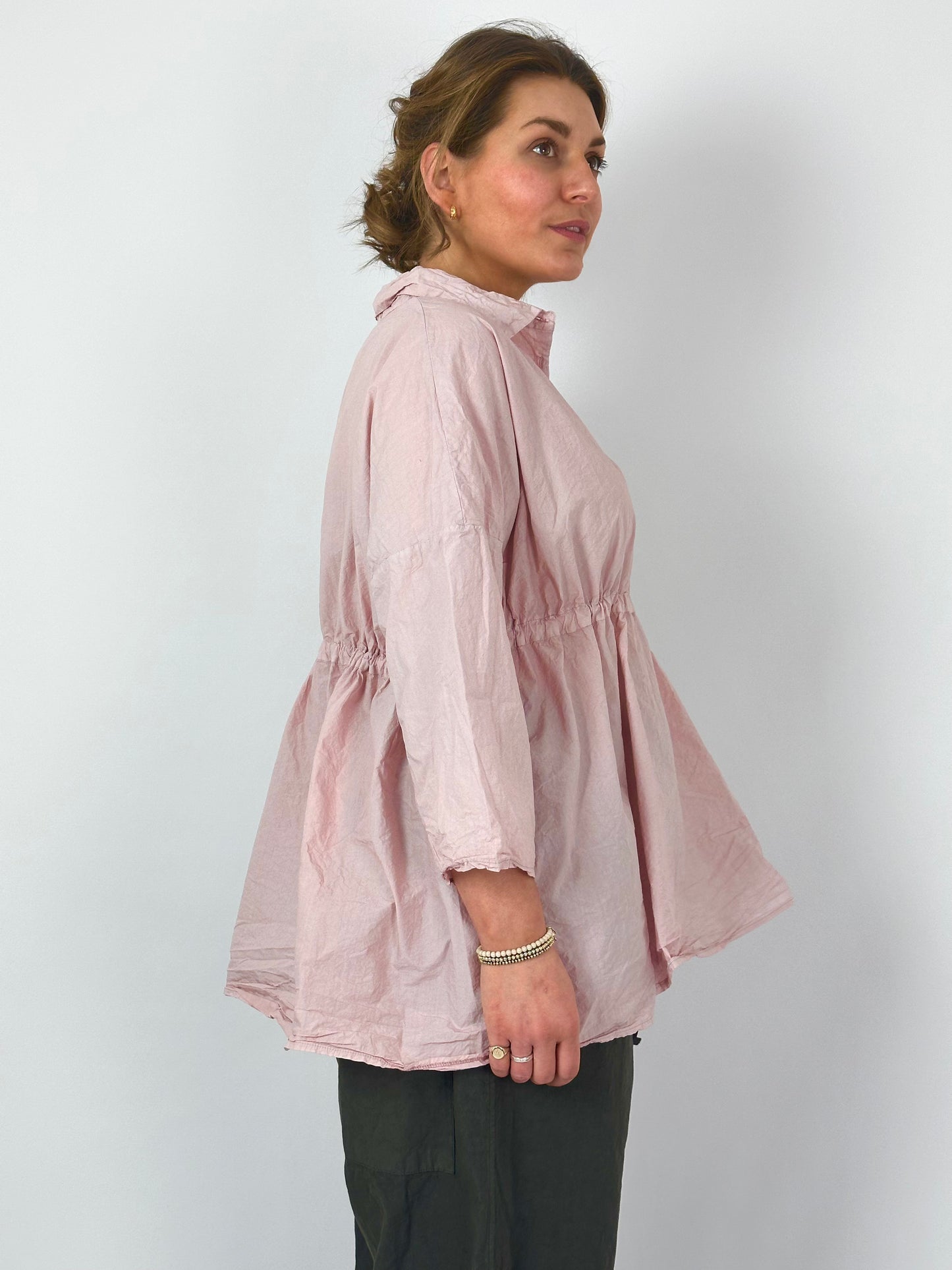 Album Drawstring Collar Shirt Petal Pink
