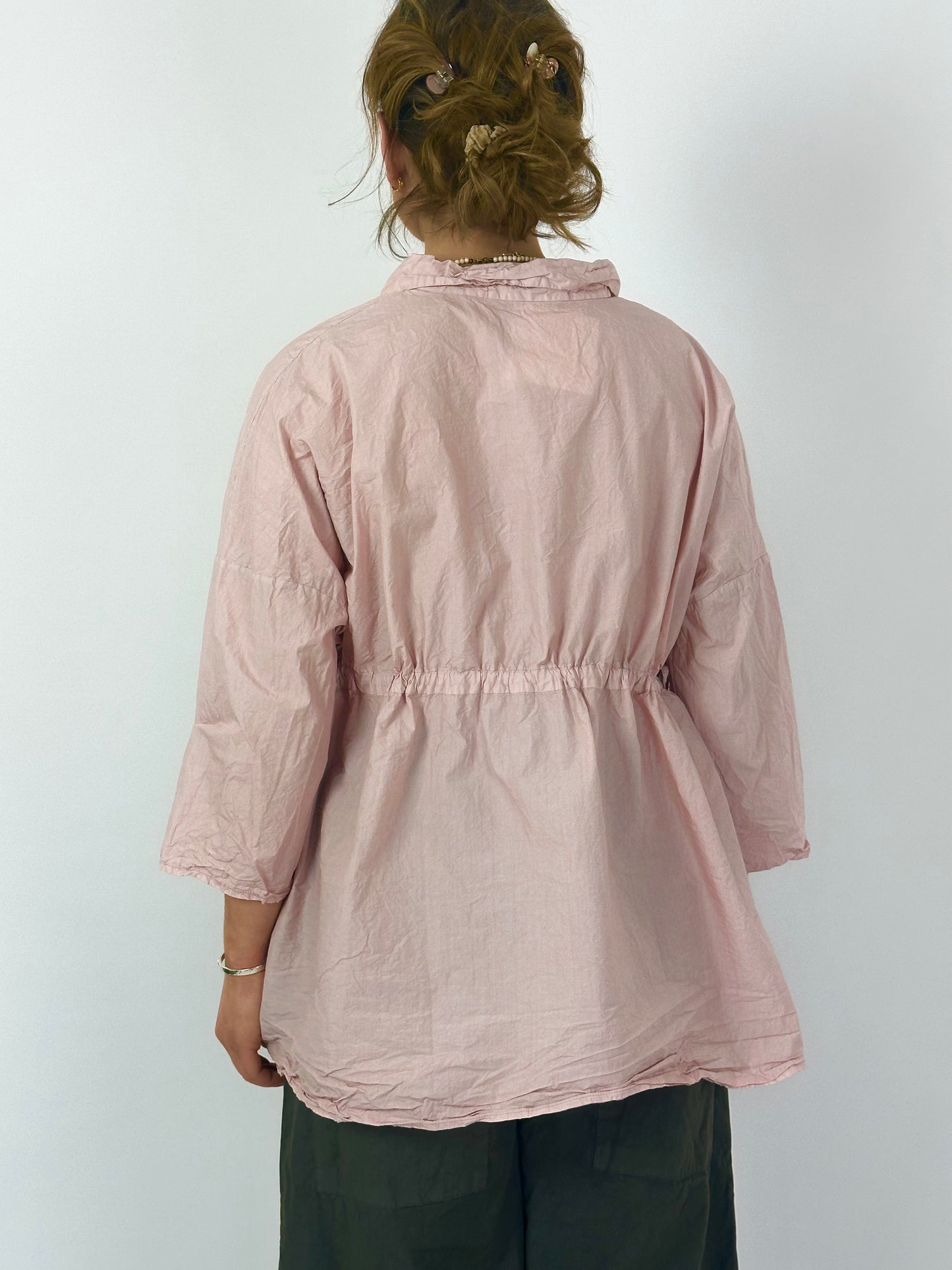 Album Drawstring Collar Shirt Petal Pink