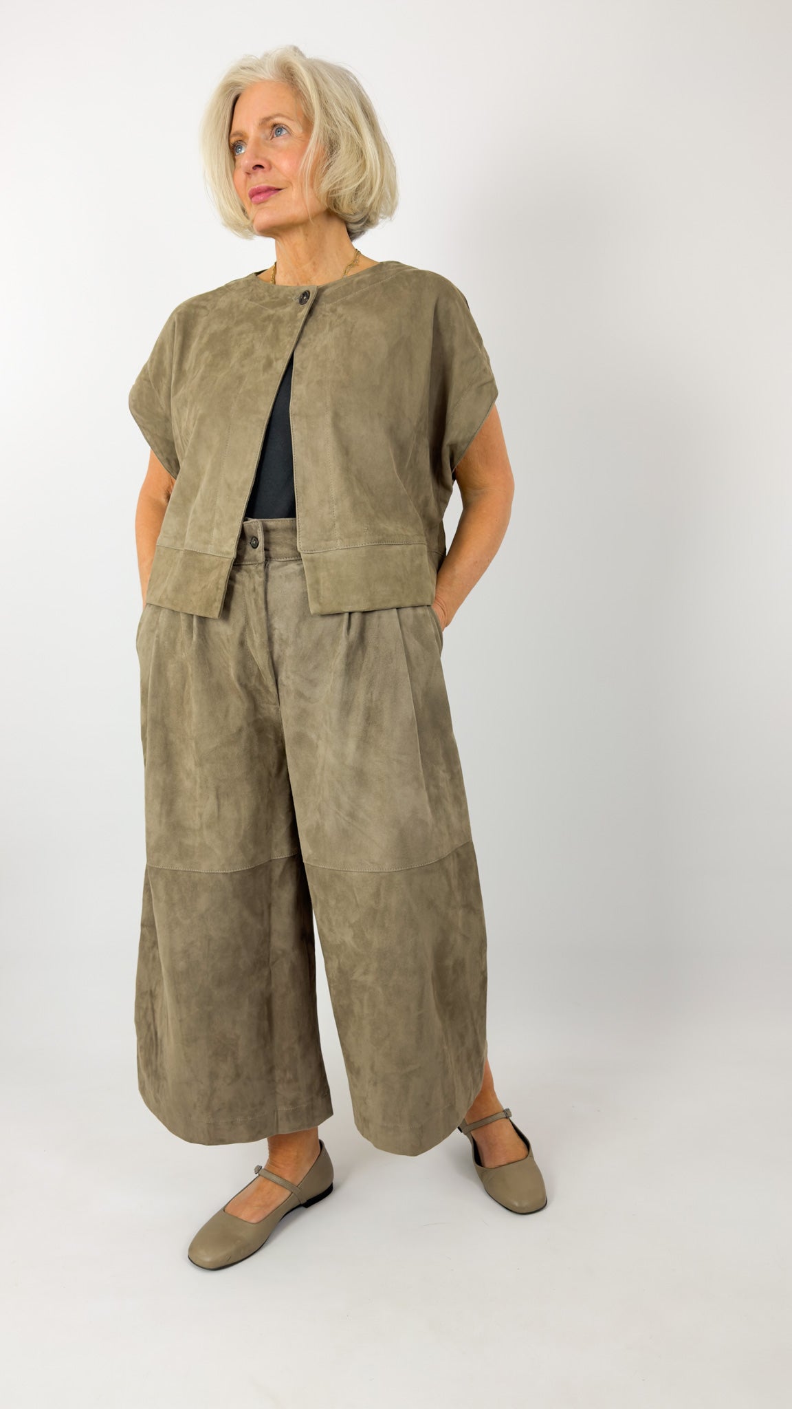 Sort Aarhus Suede Wide Trousers