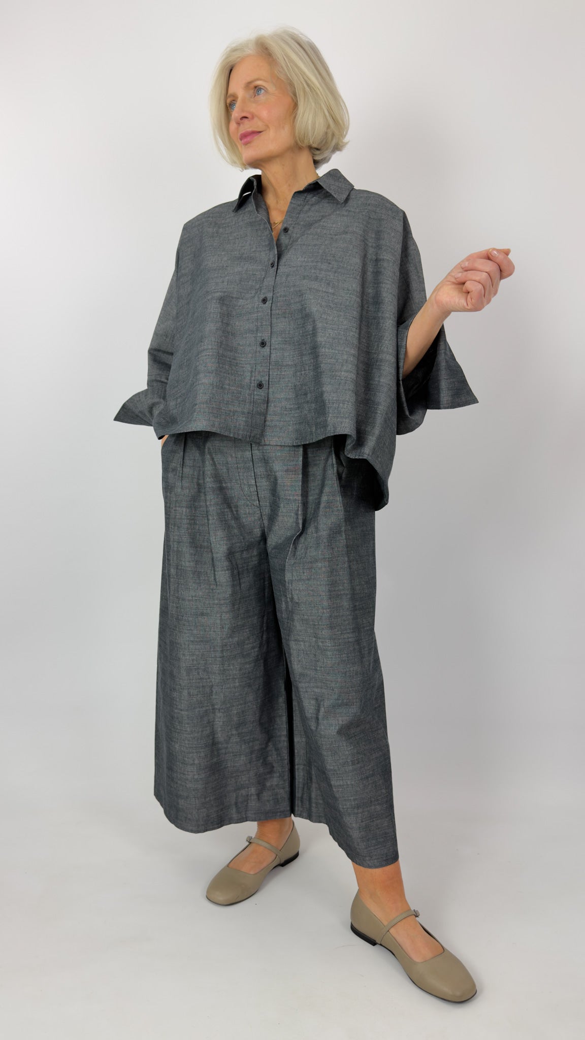 Sort Aarhus Mik Boxy Shirt Blue/Grey