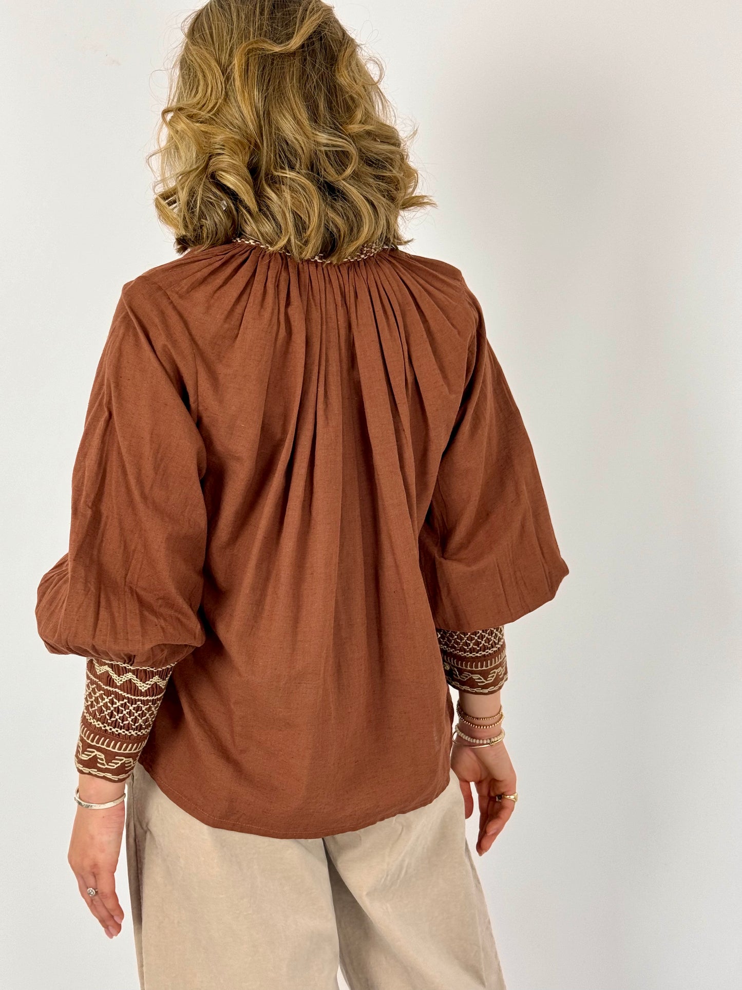 CORD Farmer Blouse Rust/Beige