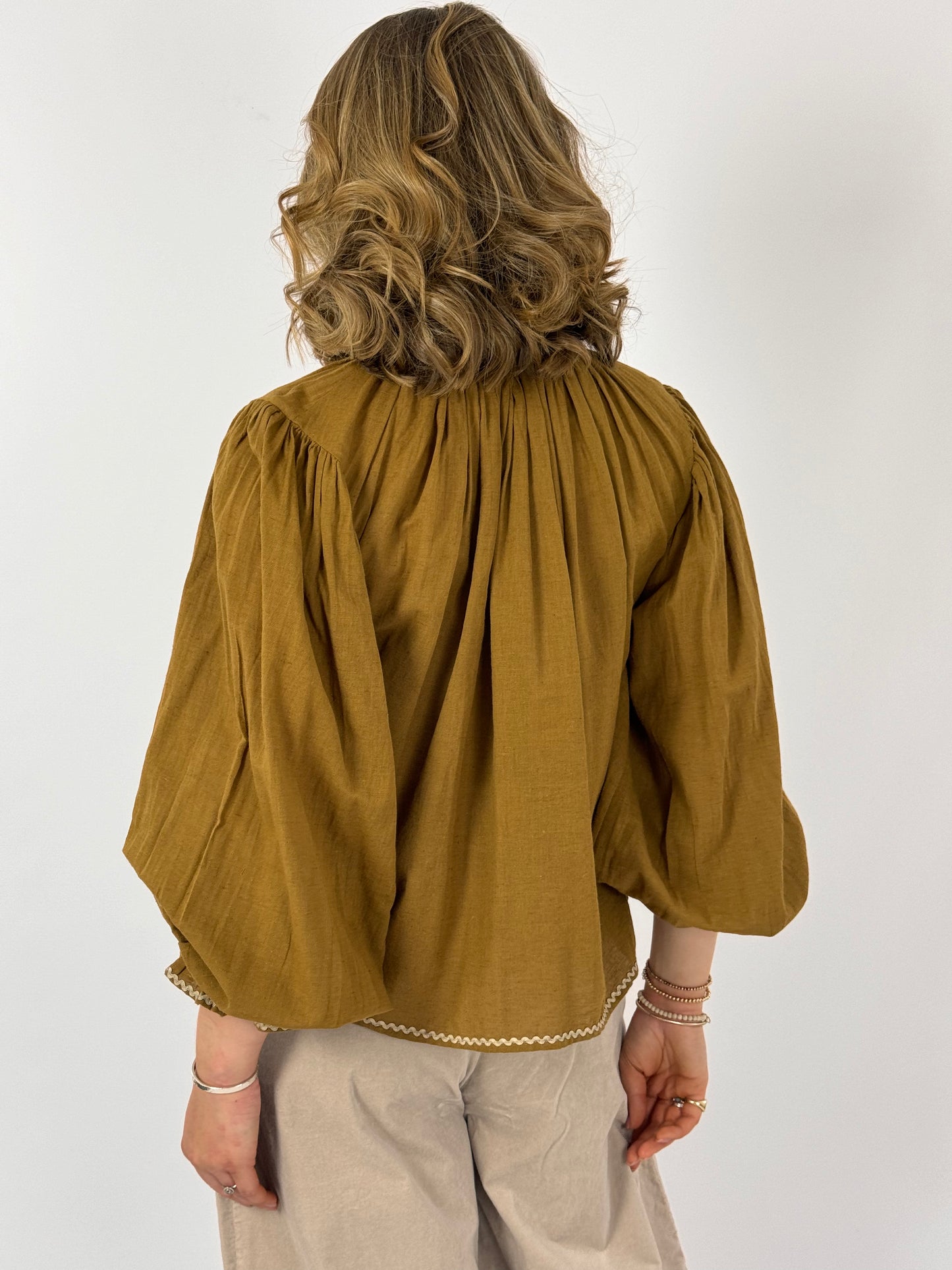 CORD Elsa Blouse Khaki/Blue