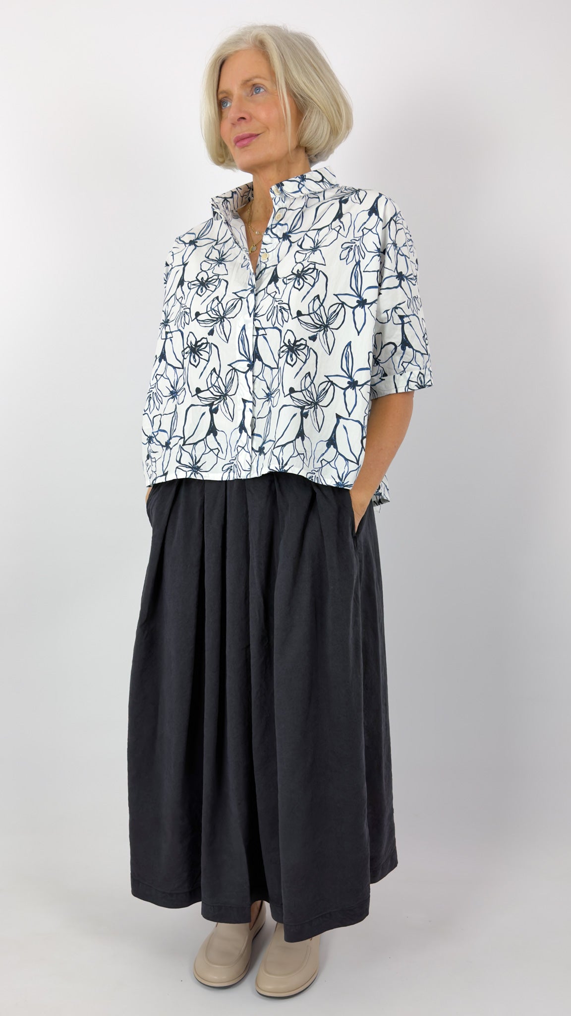 Aequamente 158 Shirt Blue Flowers