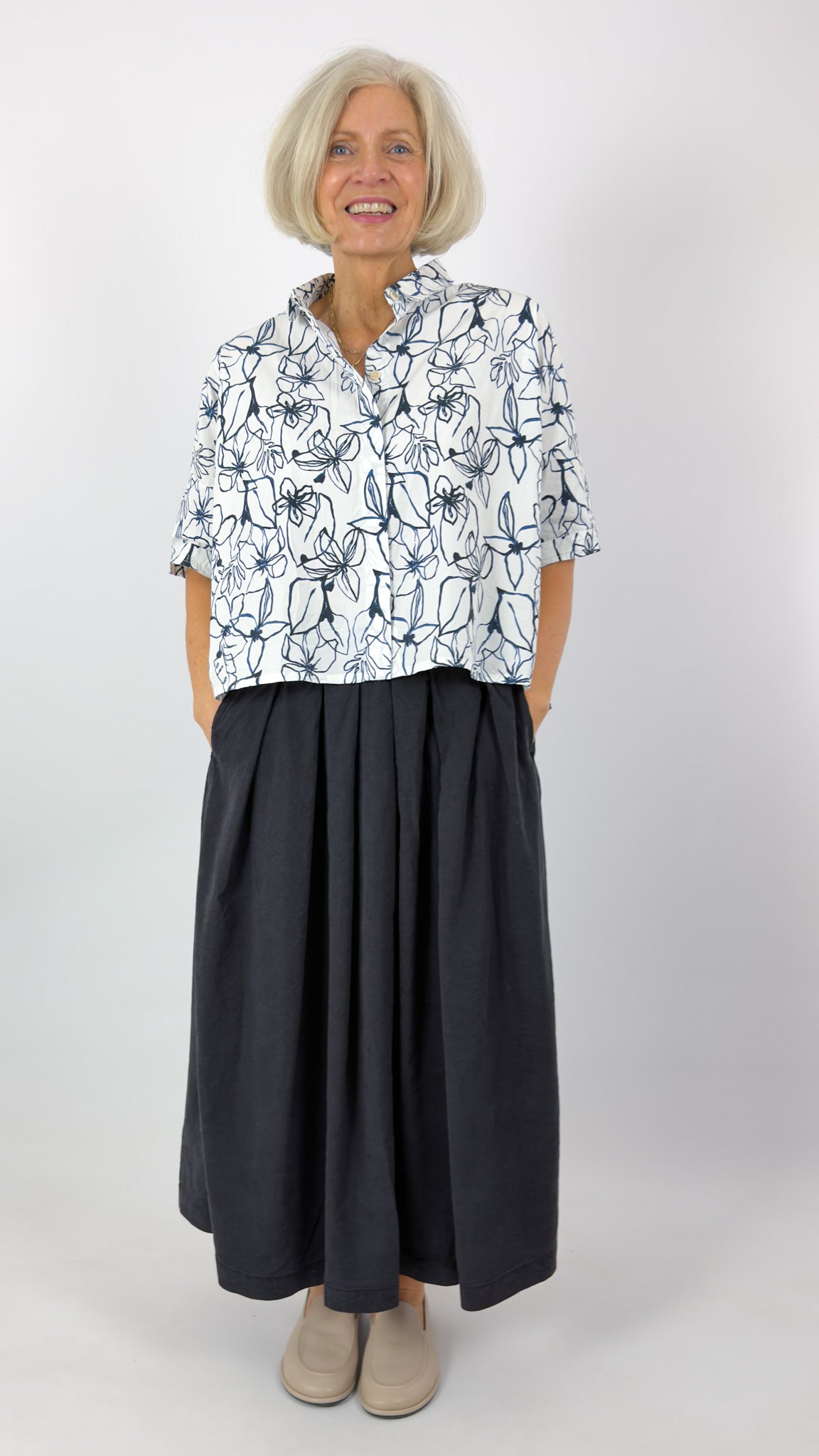 Aequamente 158 Shirt Blue Flowers